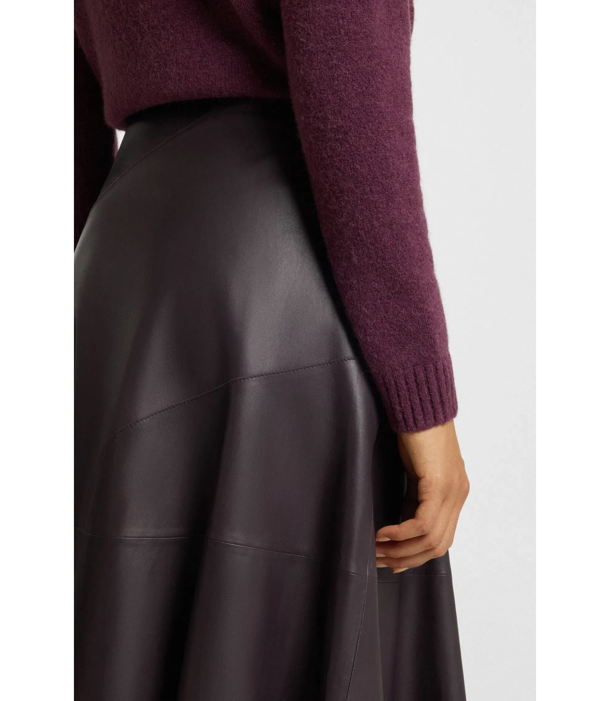 Boss A Line Skirt In Nappa Leather Light Purple Women's