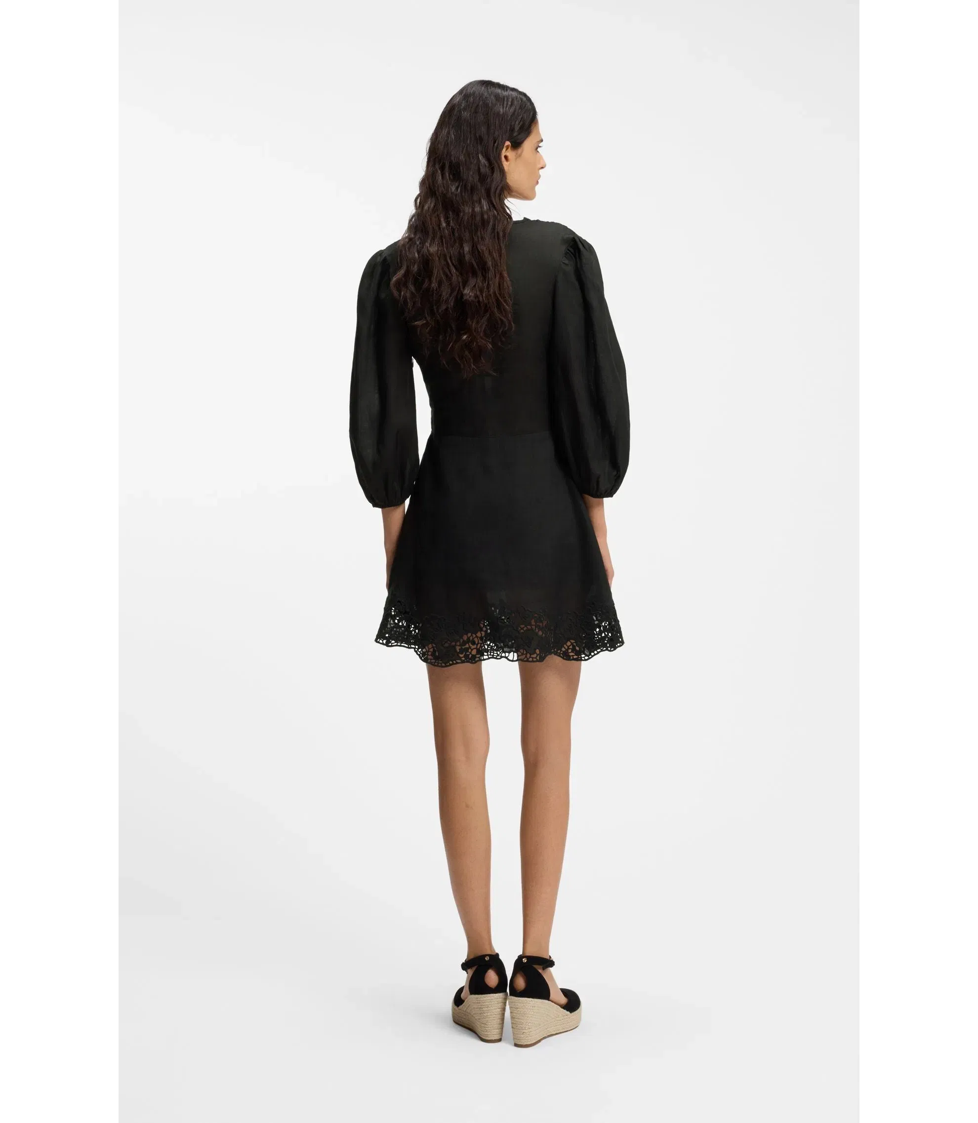 Boss A Line Dress With Embroidered Details Black Women's