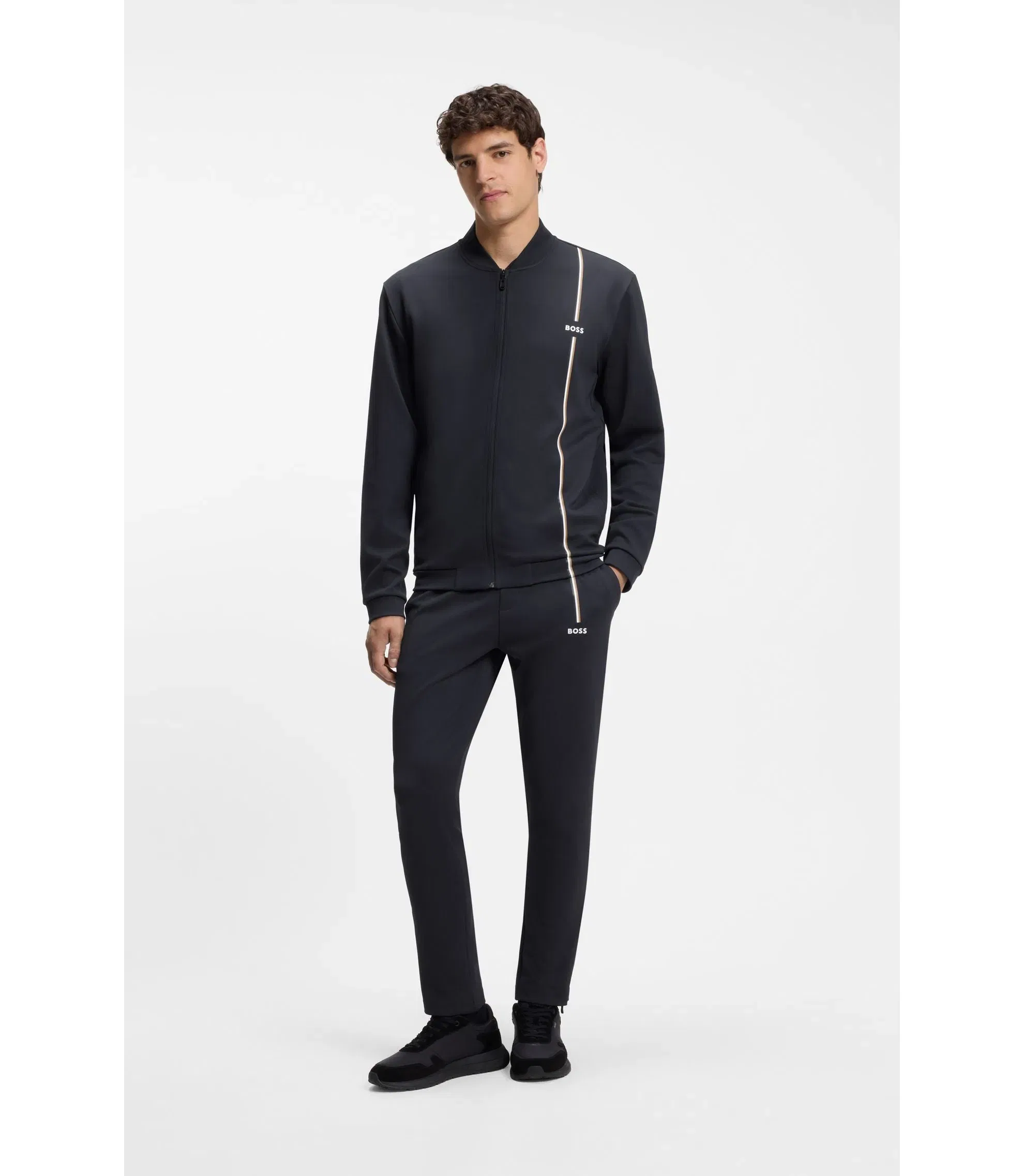 Boss Active Track Pants In Thermoregulating Stretch Gabardine Dark Blue
