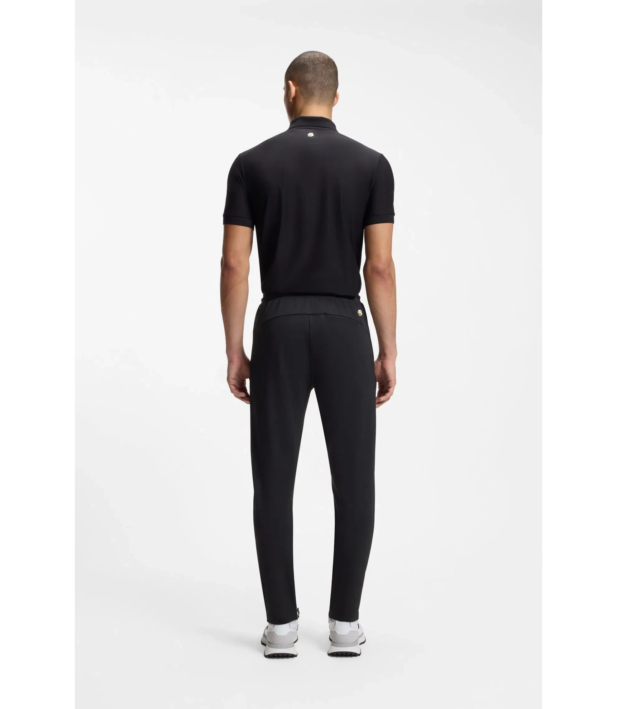 Boss Active Stretch Gabardine Tracksuit Bottoms With Zipped Hems Black