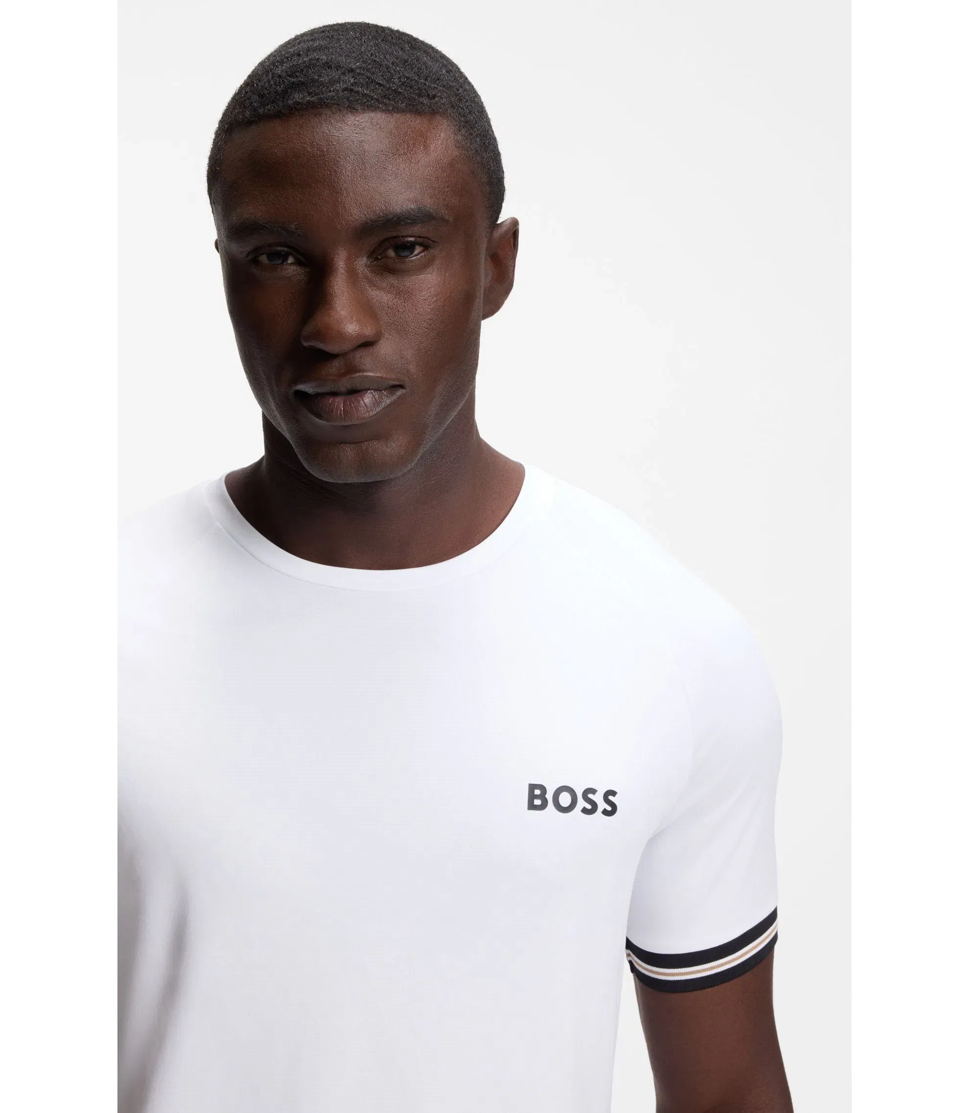 Boss Active Slim Fit T-Shirt With Tennis Ball Embossing White