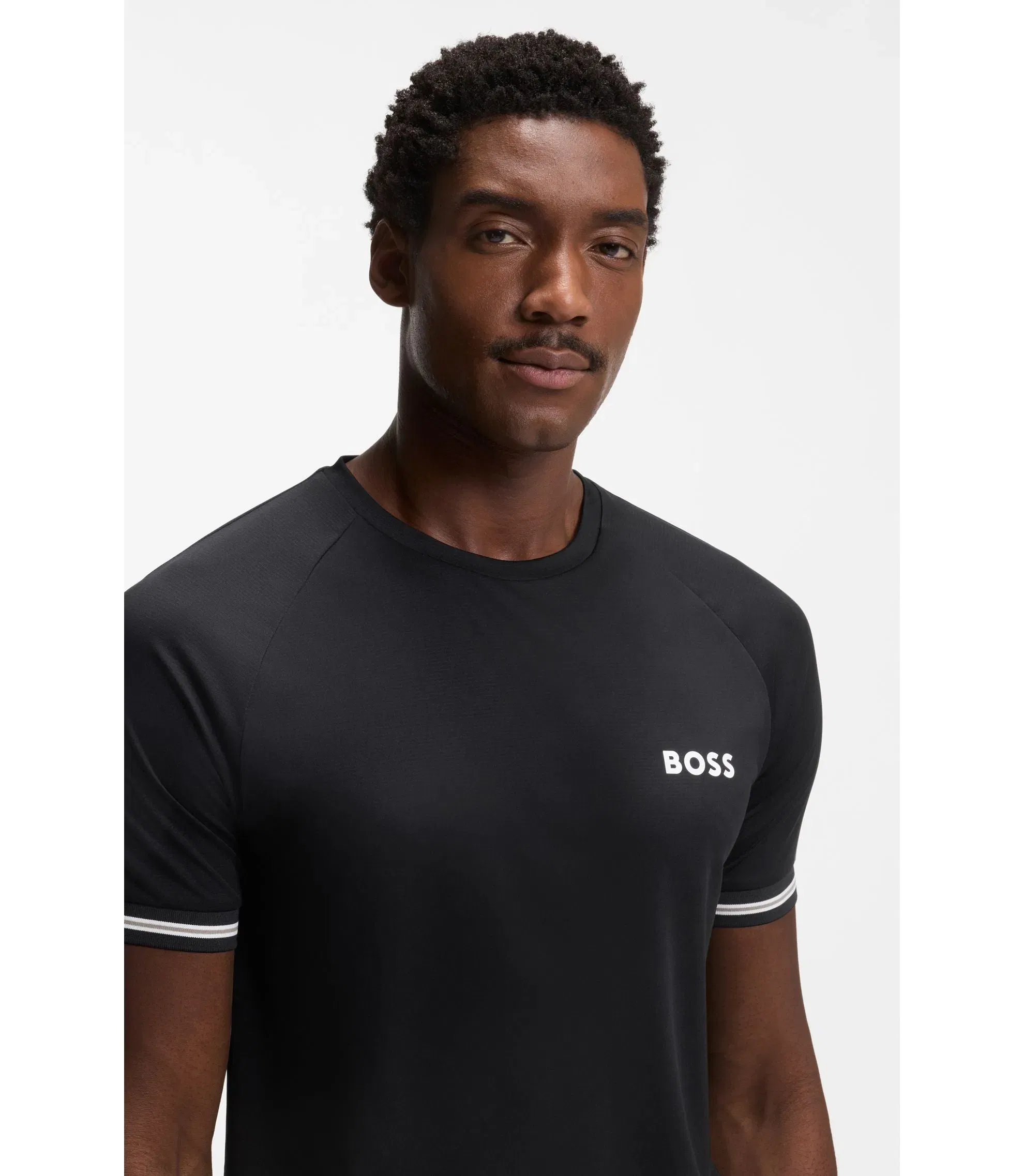 Boss Active Slim Fit T-Shirt With Tennis Ball Embossing Black