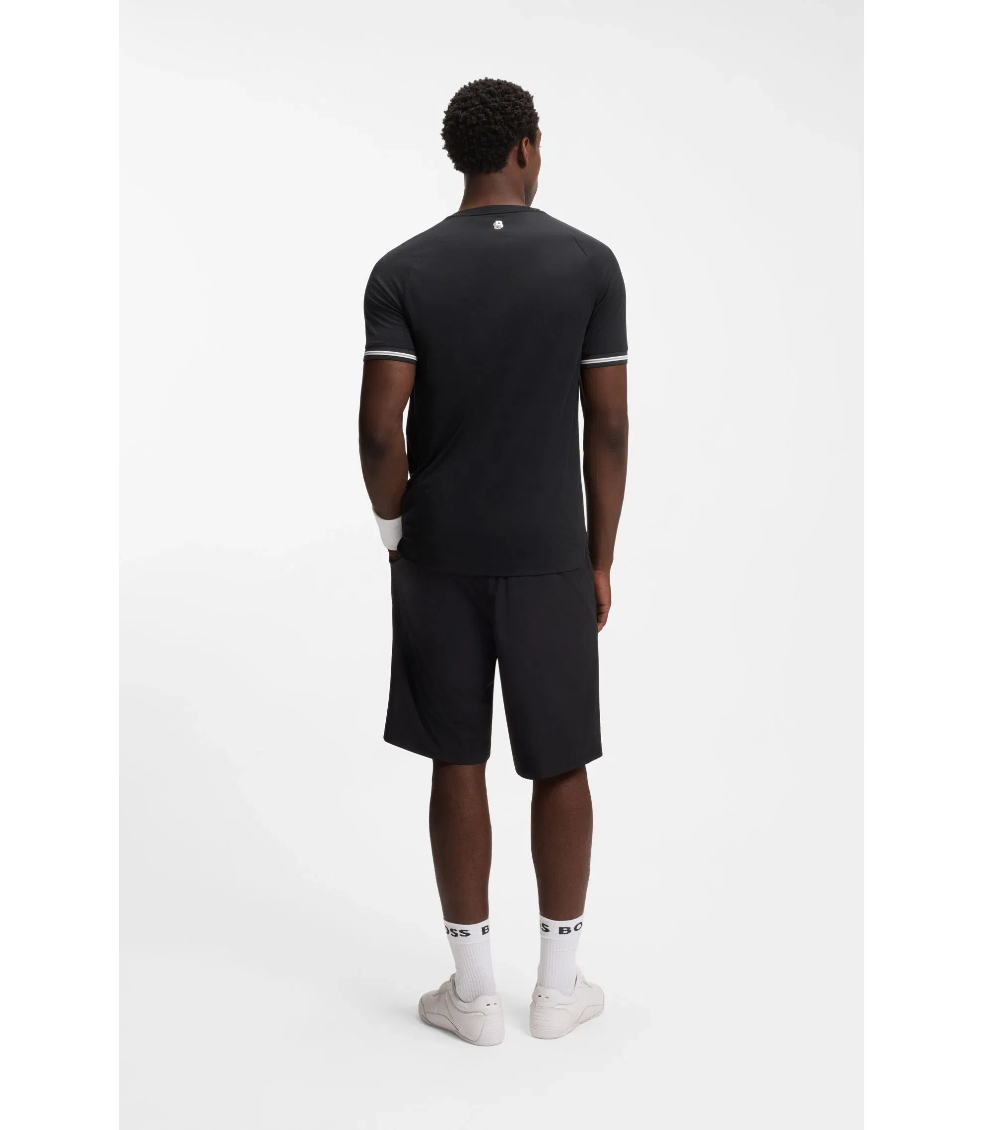 Boss Active Slim Fit T-Shirt With Tennis Ball Embossing Black