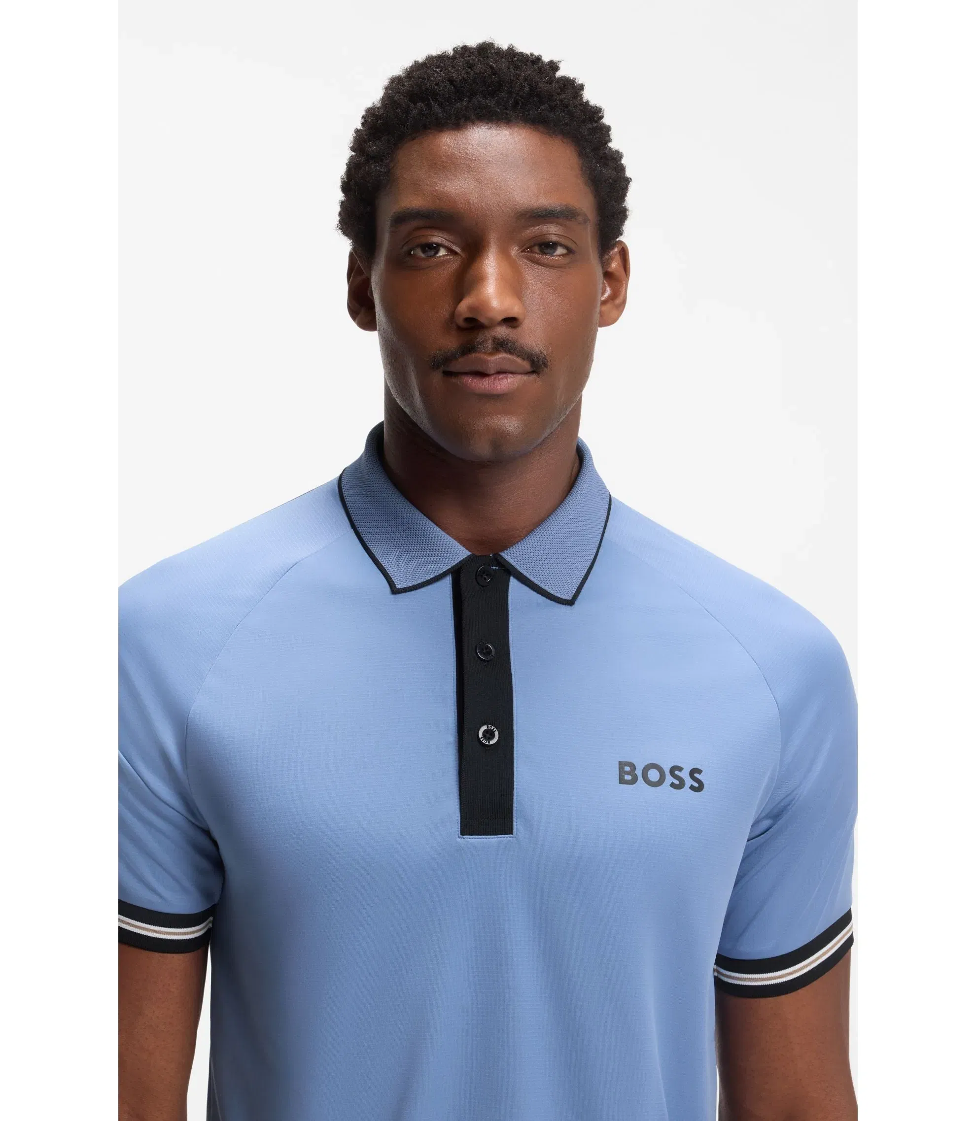 Boss Active Slim Fit Polo Shirt With Moisture Management Light Blue