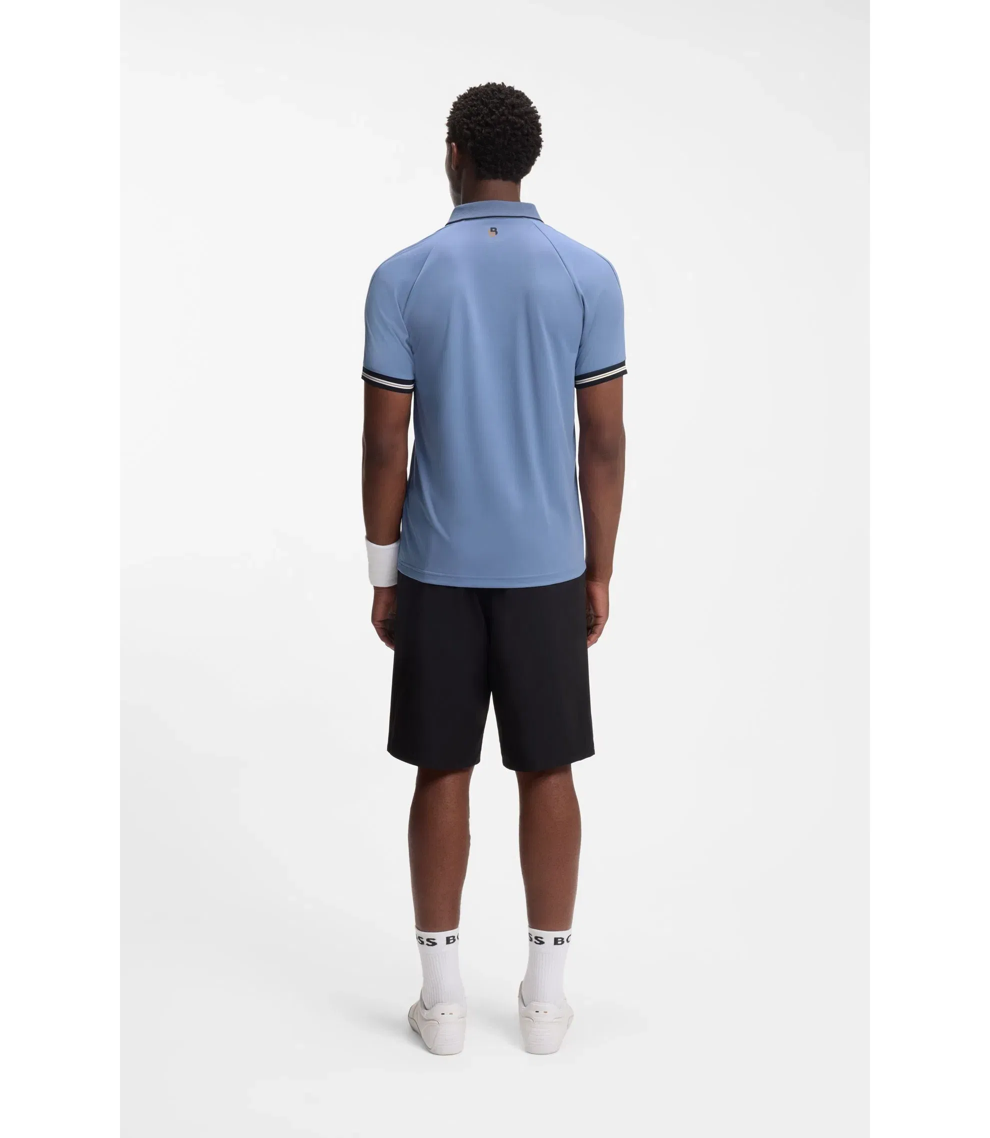 Boss Active Slim Fit Polo Shirt With Moisture Management Light Blue