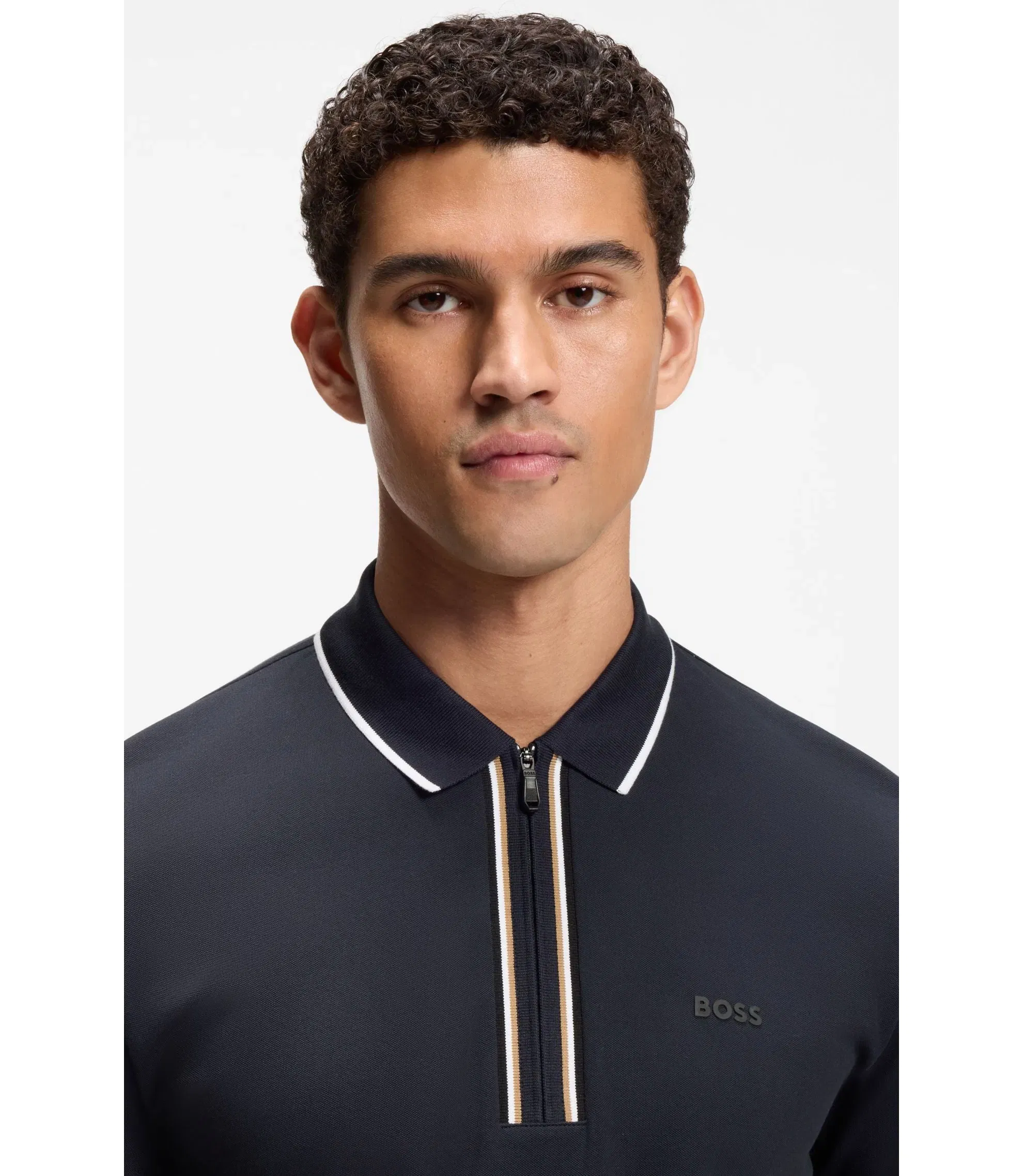 Boss Active Slim Fit Polo Shirt In Moisture Wicking Stretch Cotton Dark Blue