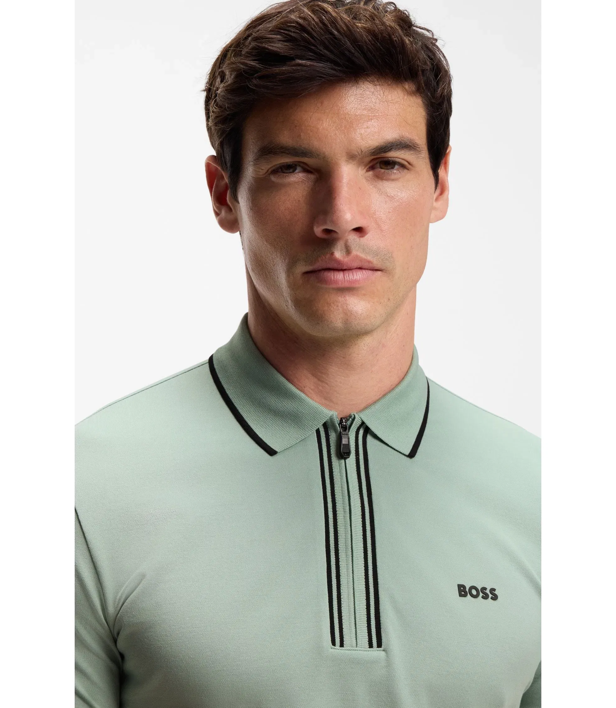 Boss Active Slim Fit Polo Shirt In Moisture Wicking Stretch Cotton Light Green