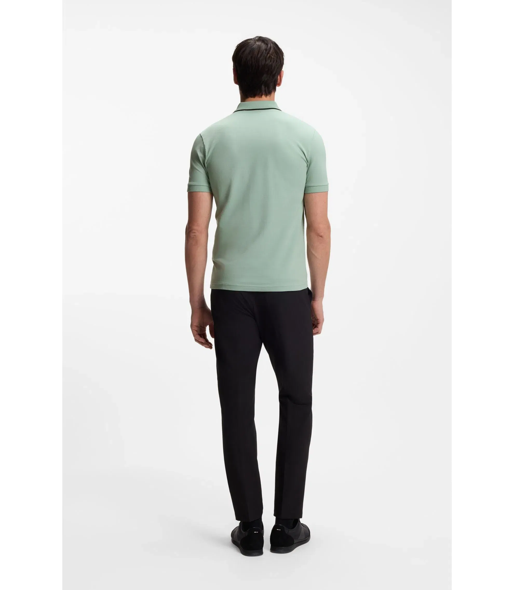 Boss Active Slim Fit Polo Shirt In Moisture Wicking Stretch Cotton Light Green