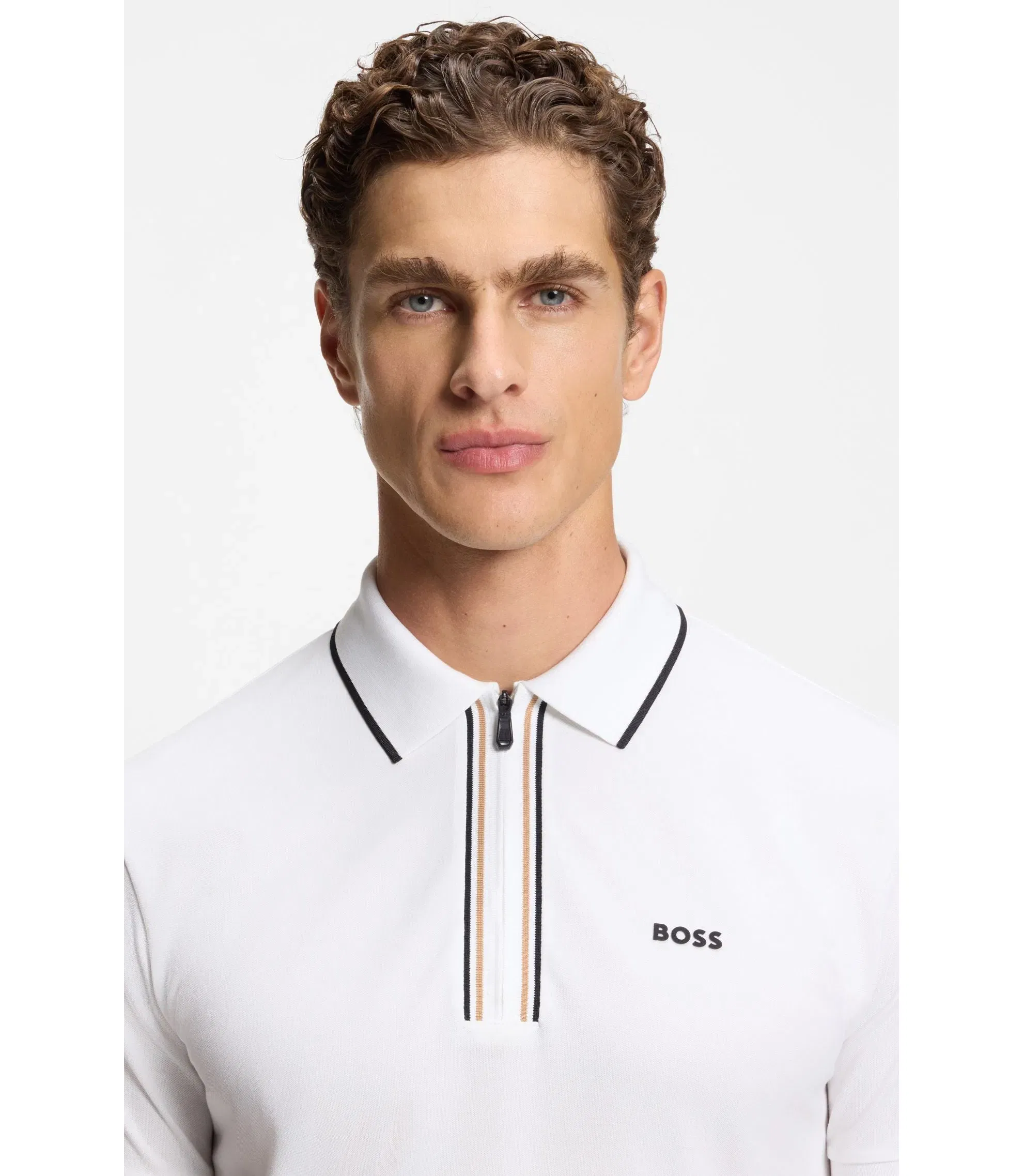 Boss Active Slim Fit Polo Shirt In Moisture Wicking Stretch Cotton White
