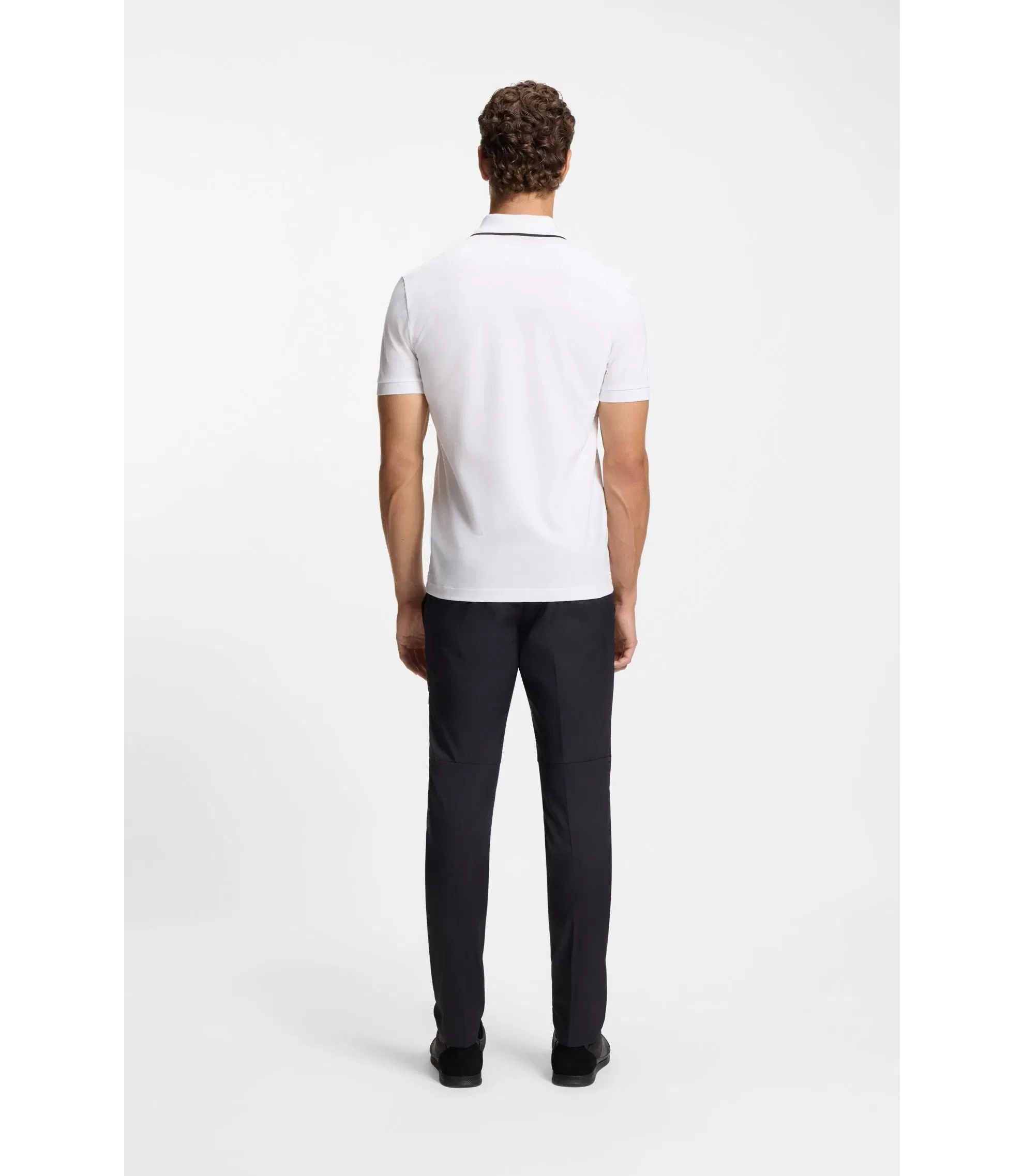 Boss Active Slim Fit Polo Shirt In Moisture Wicking Stretch Cotton White
