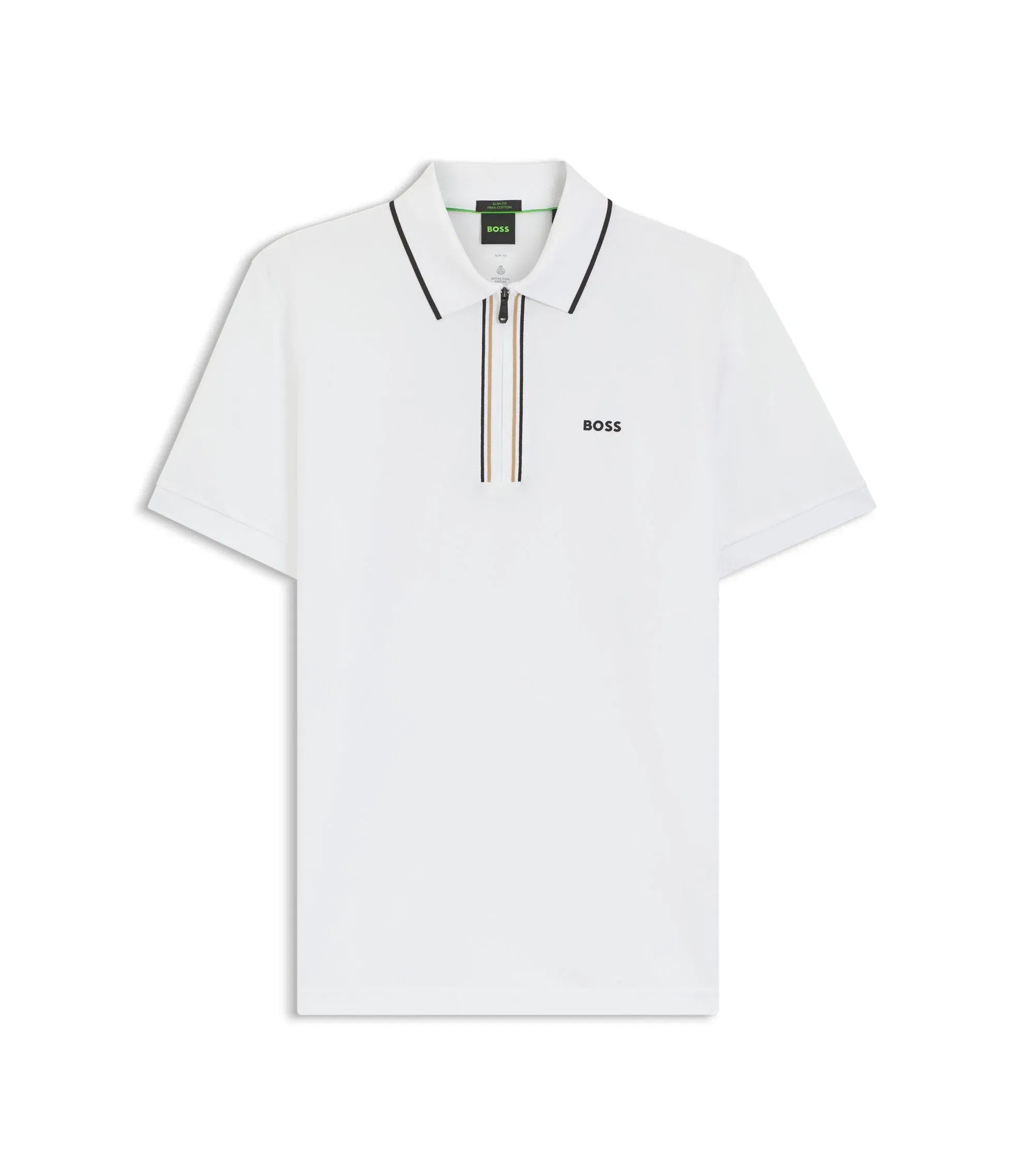 Boss Active Slim Fit Polo Shirt In Moisture Wicking Stretch Cotton White