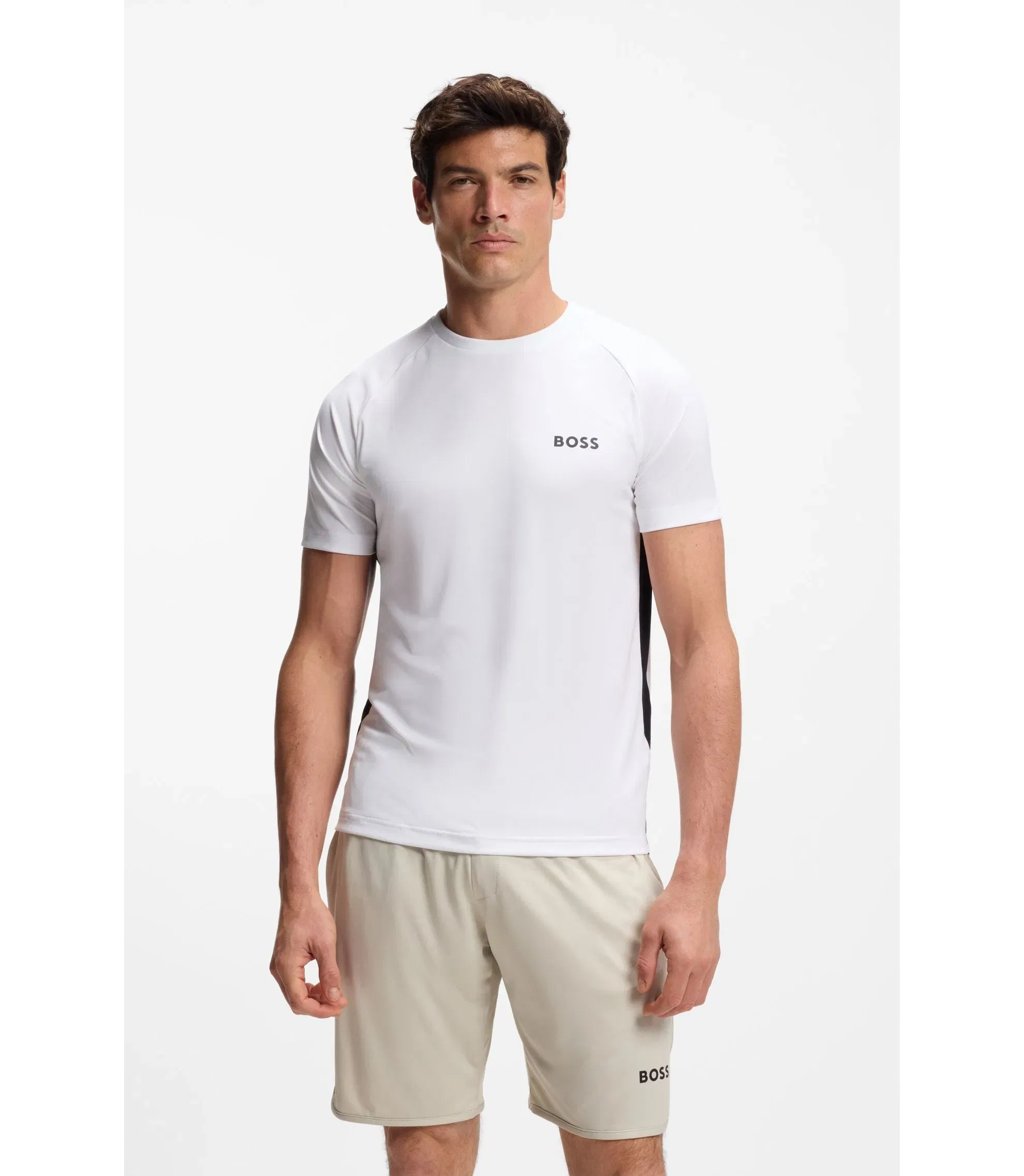 Boss Active Quick Dry Slim Fit T-Shirt With Four Way Stretch White