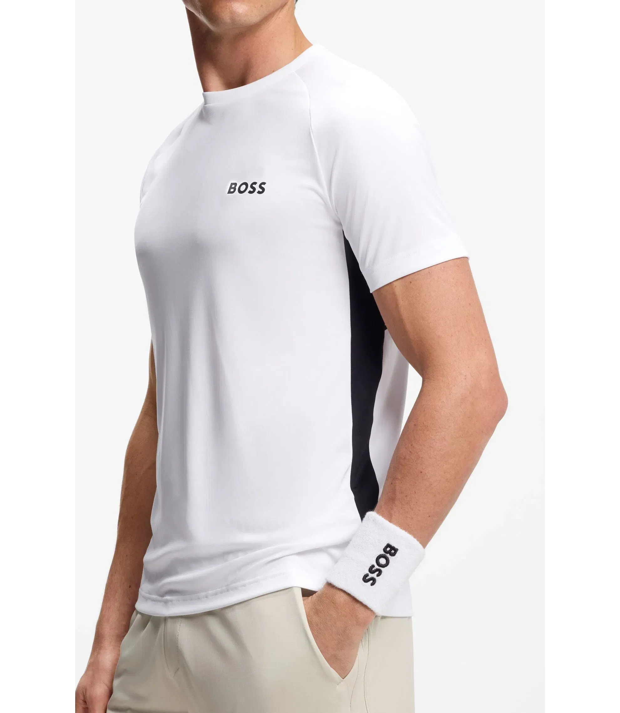 Boss Active Quick Dry Slim Fit T-Shirt With Four Way Stretch White