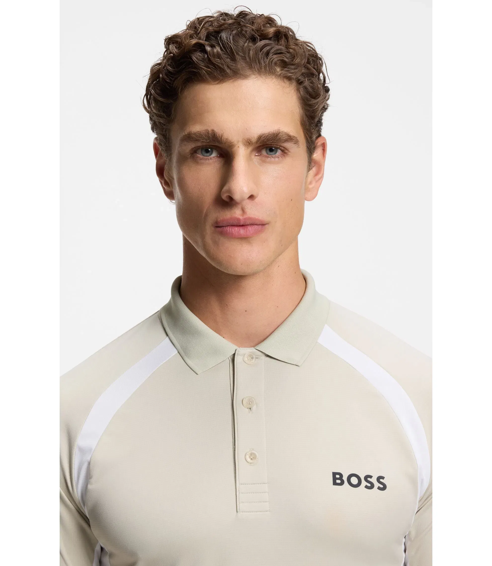 Boss Active Quick Dry Slim Fit Polo Shirt With Four Way Stretch Light Beige