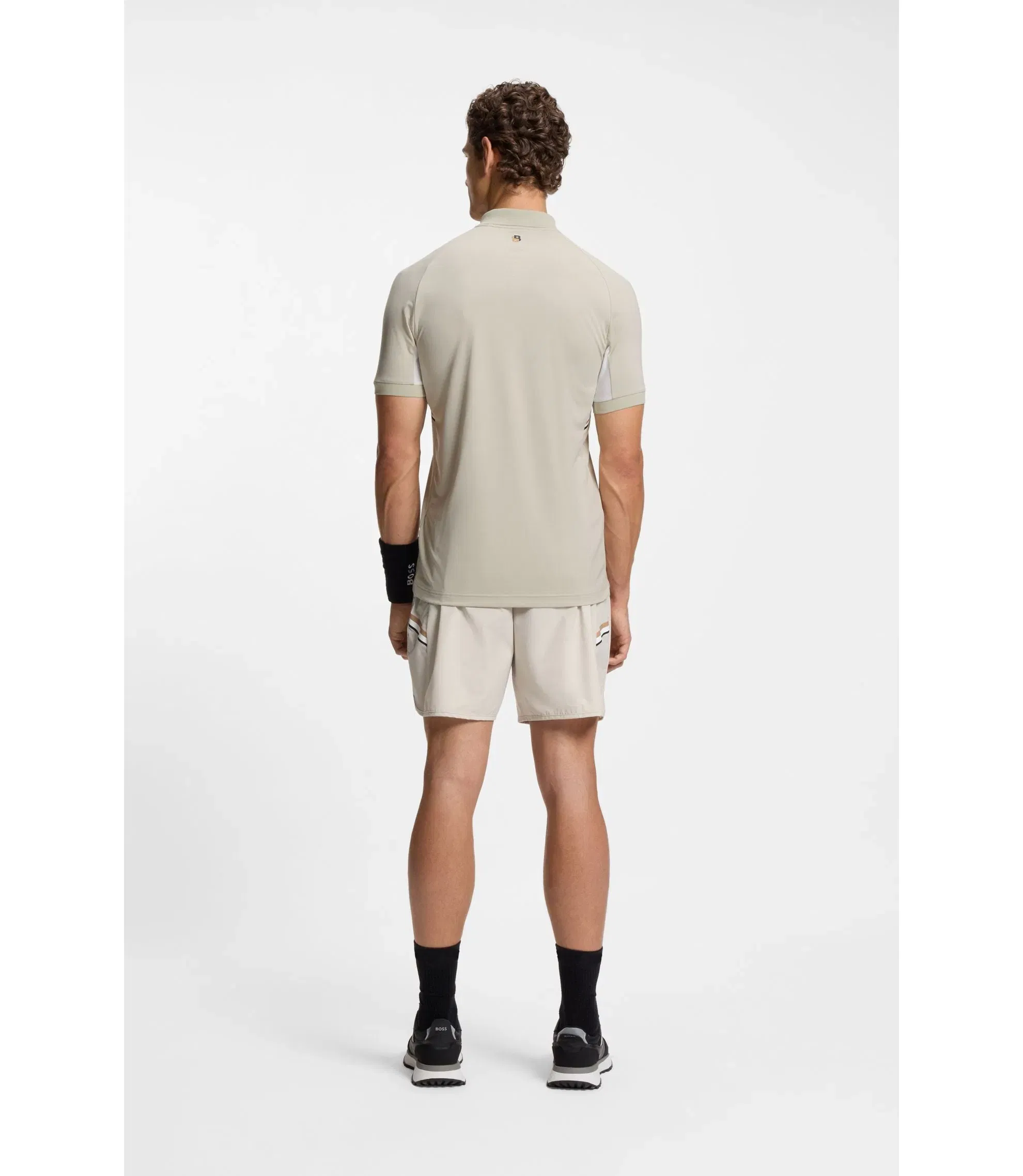 Boss Active Quick Dry Slim Fit Polo Shirt With Four Way Stretch Light Beige