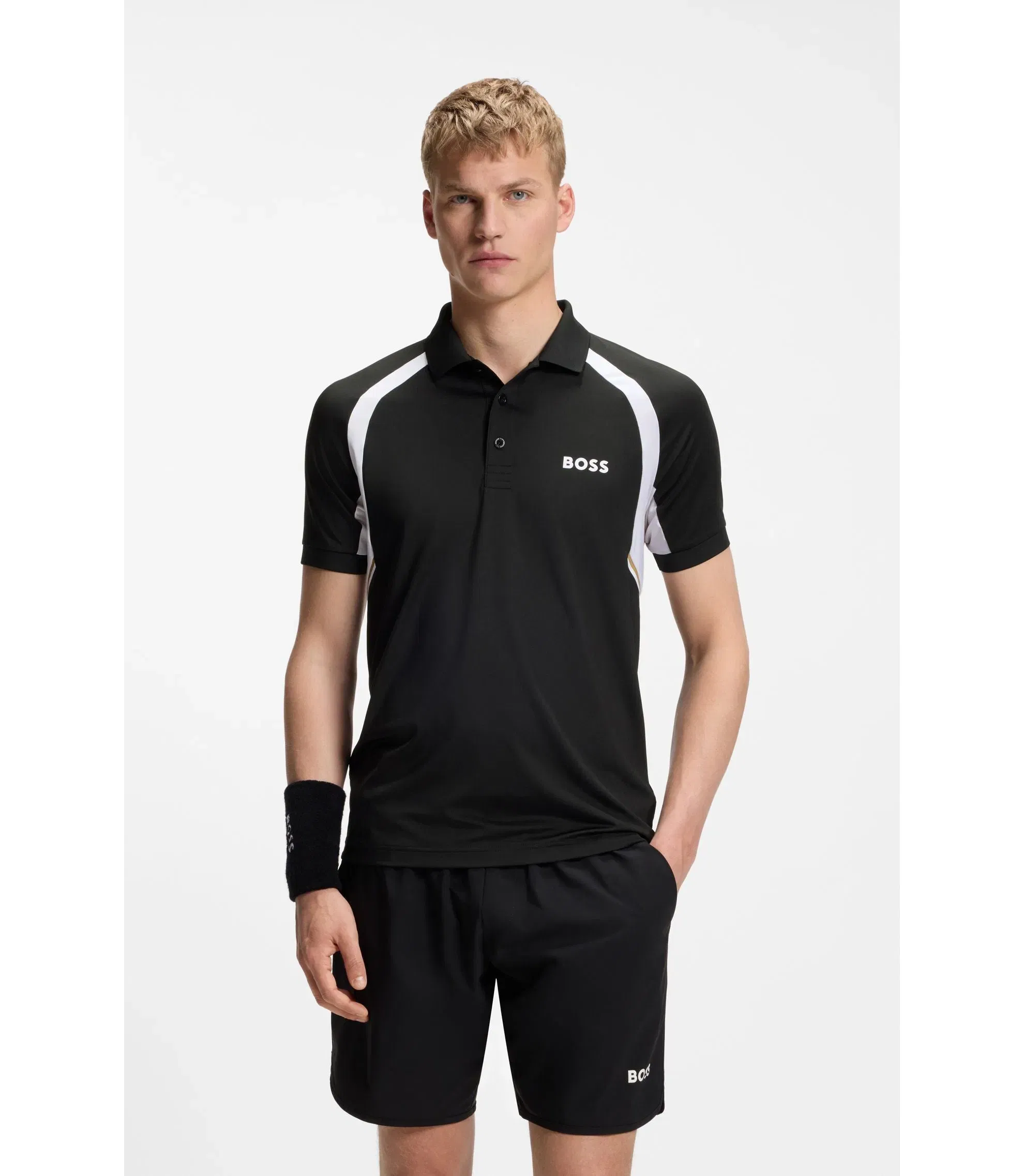 Boss Active Quick Dry Slim Fit Polo Shirt With Four Way Stretch Black