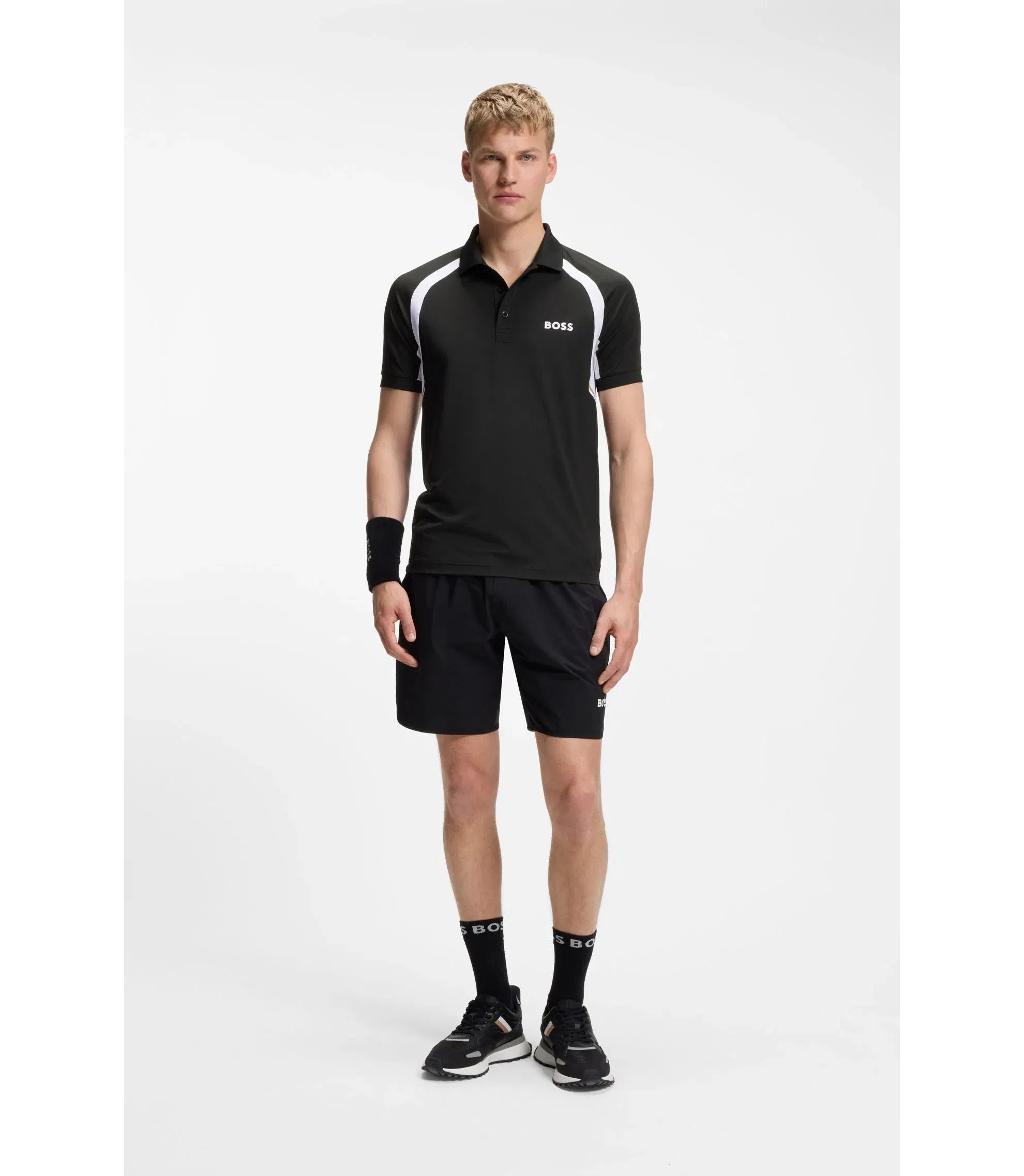 Boss Active Quick Dry Slim Fit Polo Shirt With Four Way Stretch Black