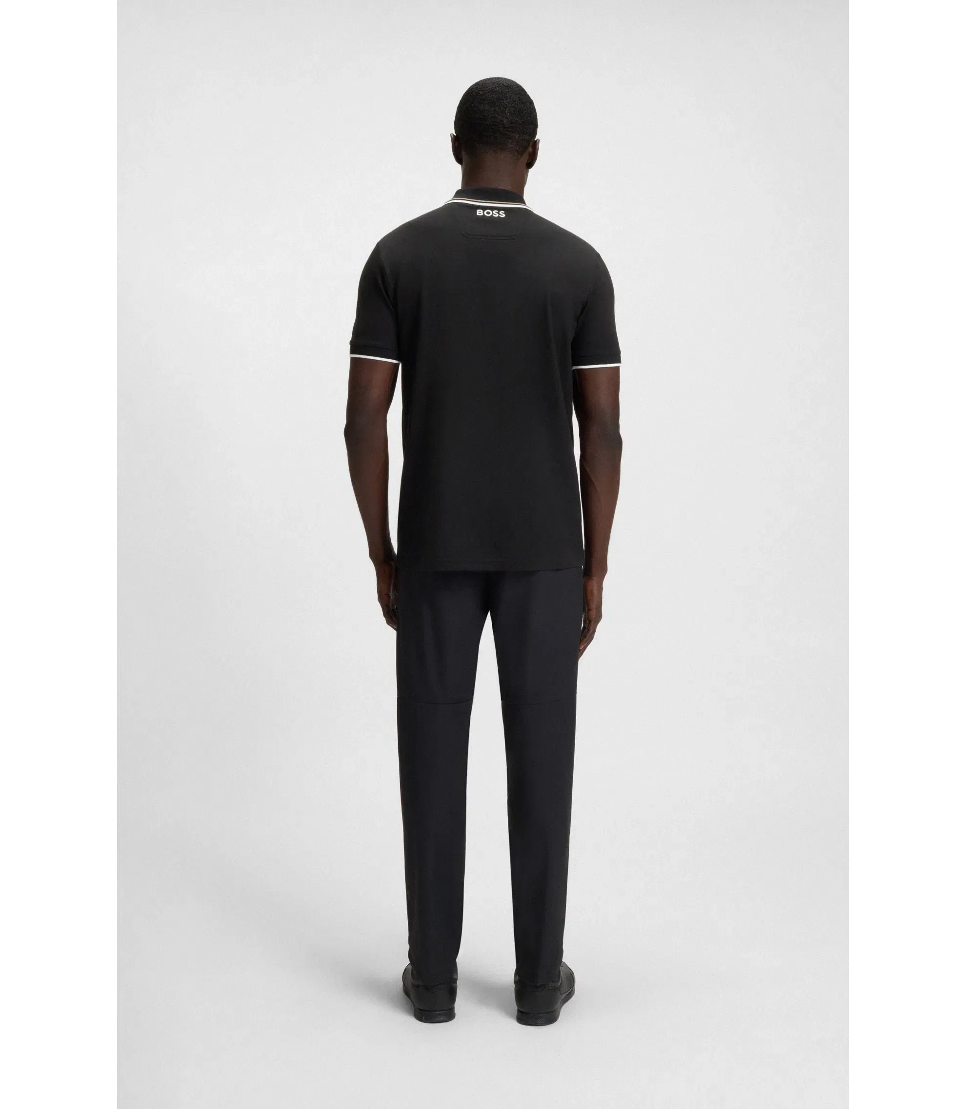 Boss Active Paddy Regular Fit Polo Shirt In Quick Dry Stretch Pique Black