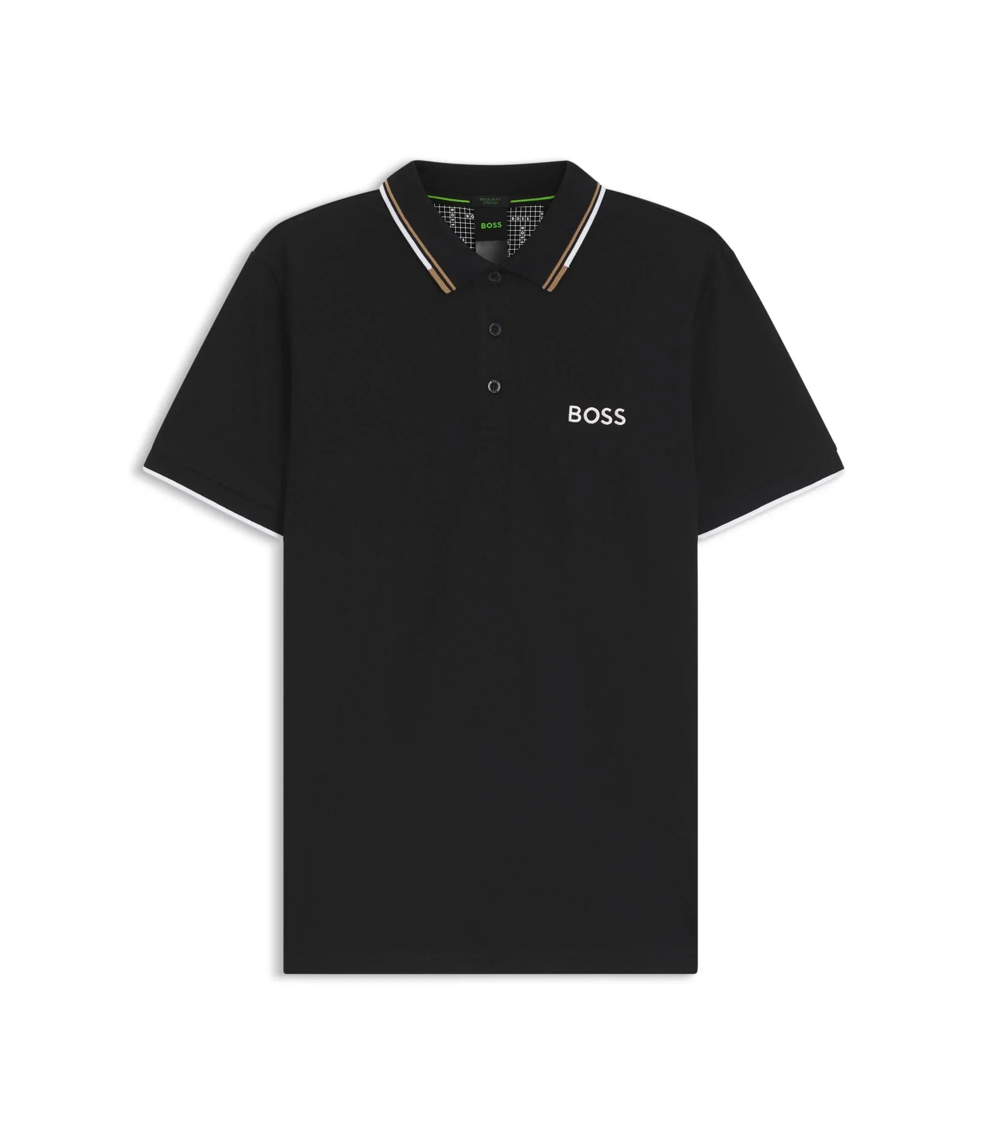 Boss Active Paddy Regular Fit Polo Shirt In Quick Dry Stretch Pique Black