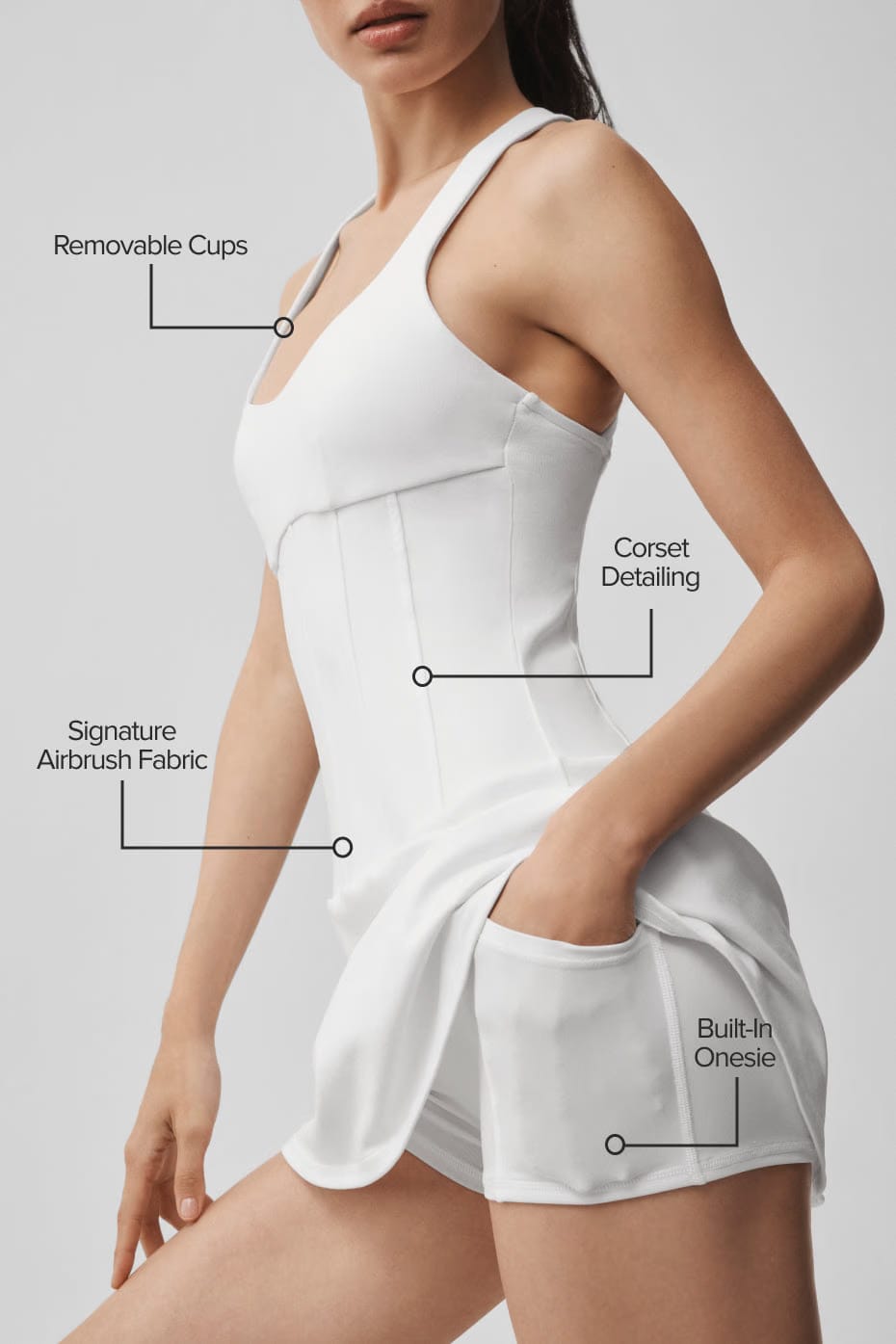 Alo Yoga Women'S Airbrush Sparks Fly Corset Tennis Dress