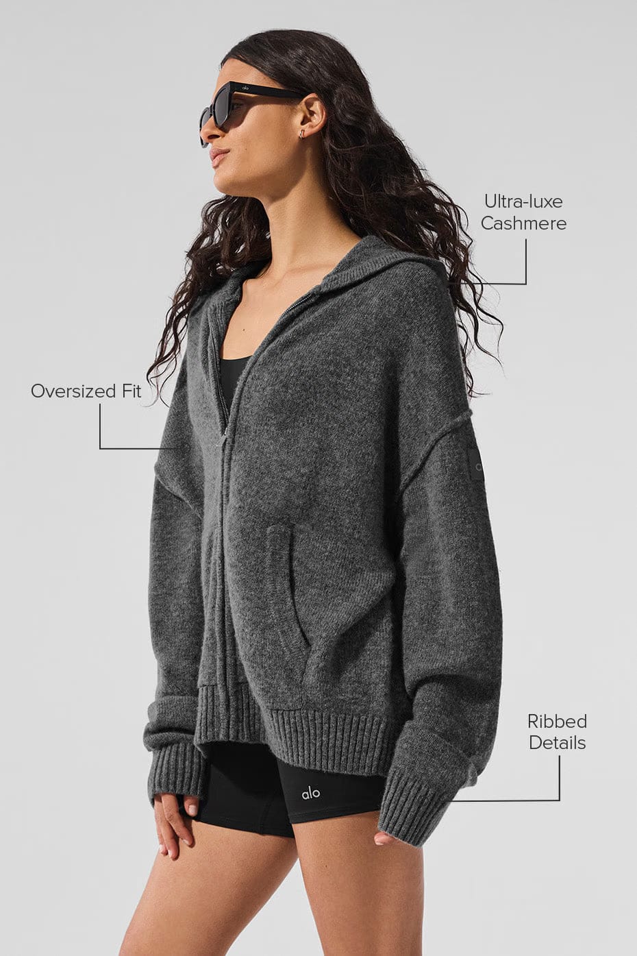 Alo Yoga Women'S Wool Cashmere New Class Full Zip Hoodie