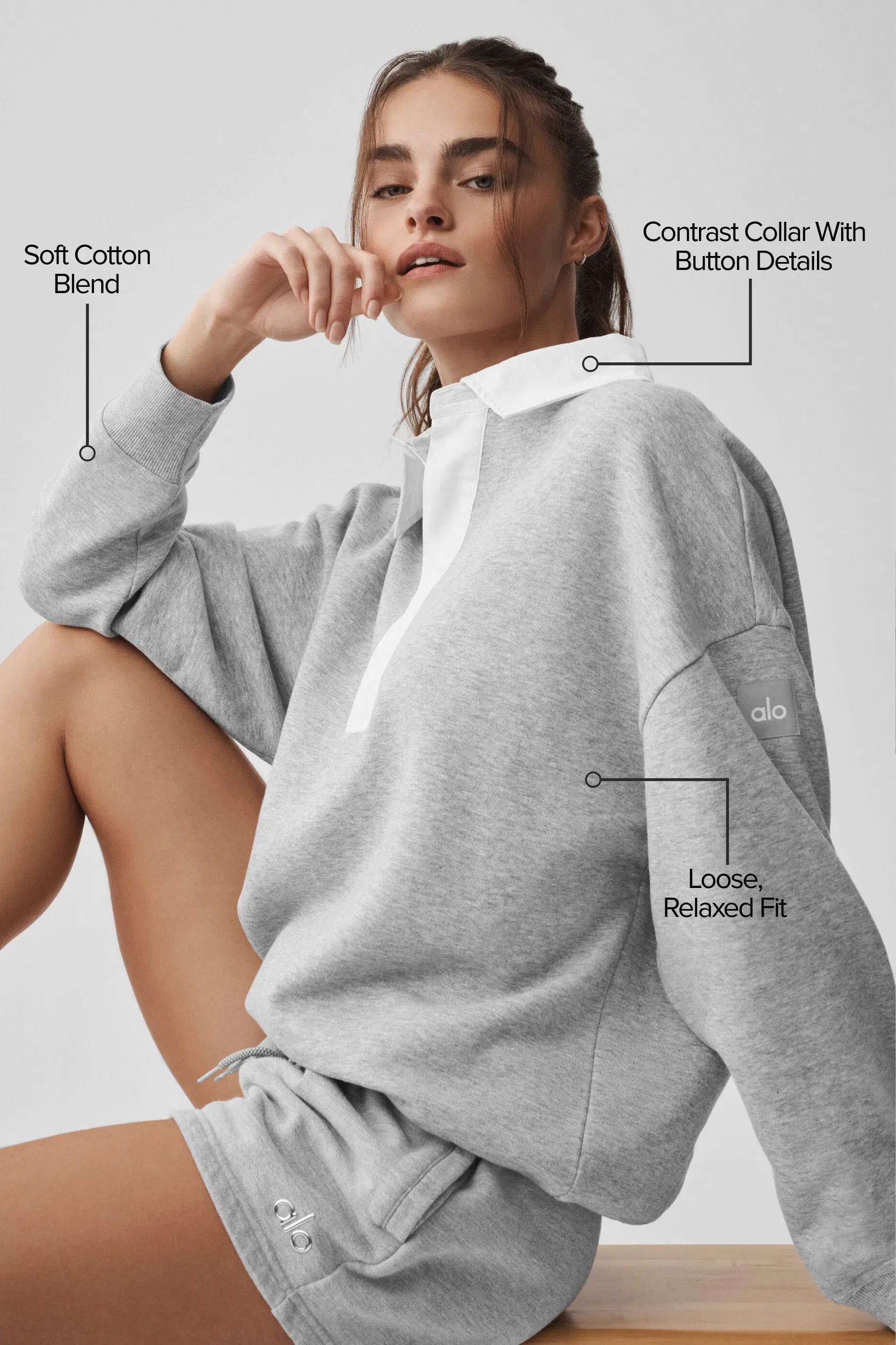 Alo Yoga Women'S Take It Easy Long Sleeve Henley Pullover