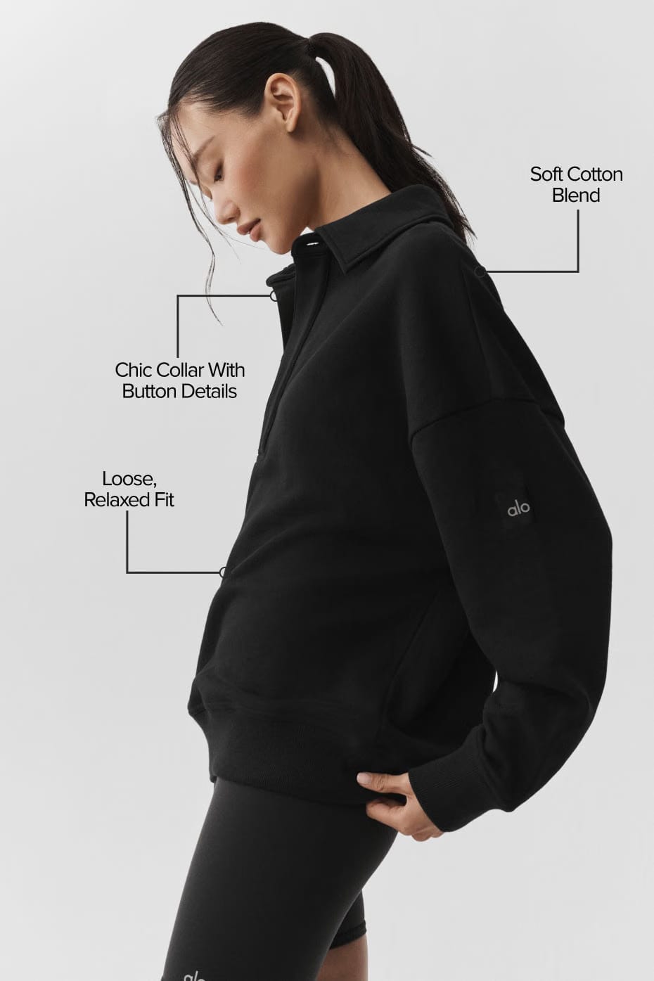 Alo Yoga Women'S Take It Easy Long Sleeve Henley Pullover