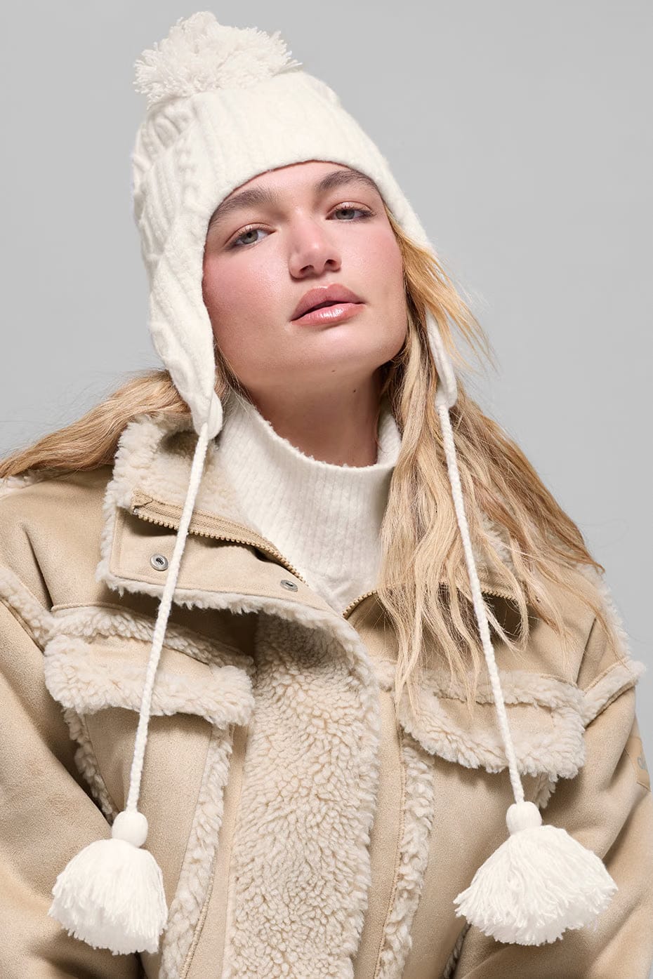 Alo Yoga Cable Knit Winter Bliss Earflap Beanie