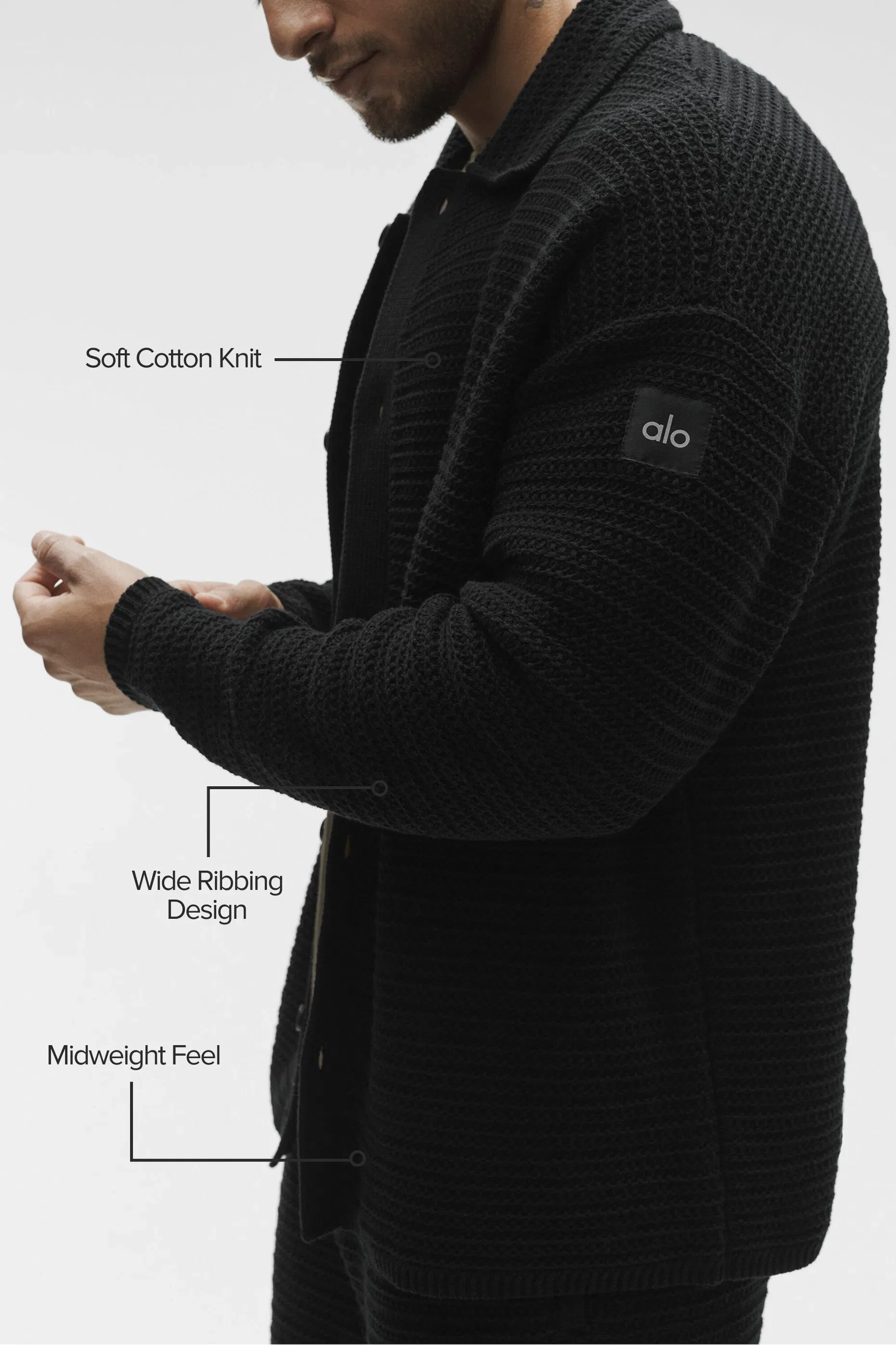 Alo Yoga Shift Knit Button Up Long Sleeve