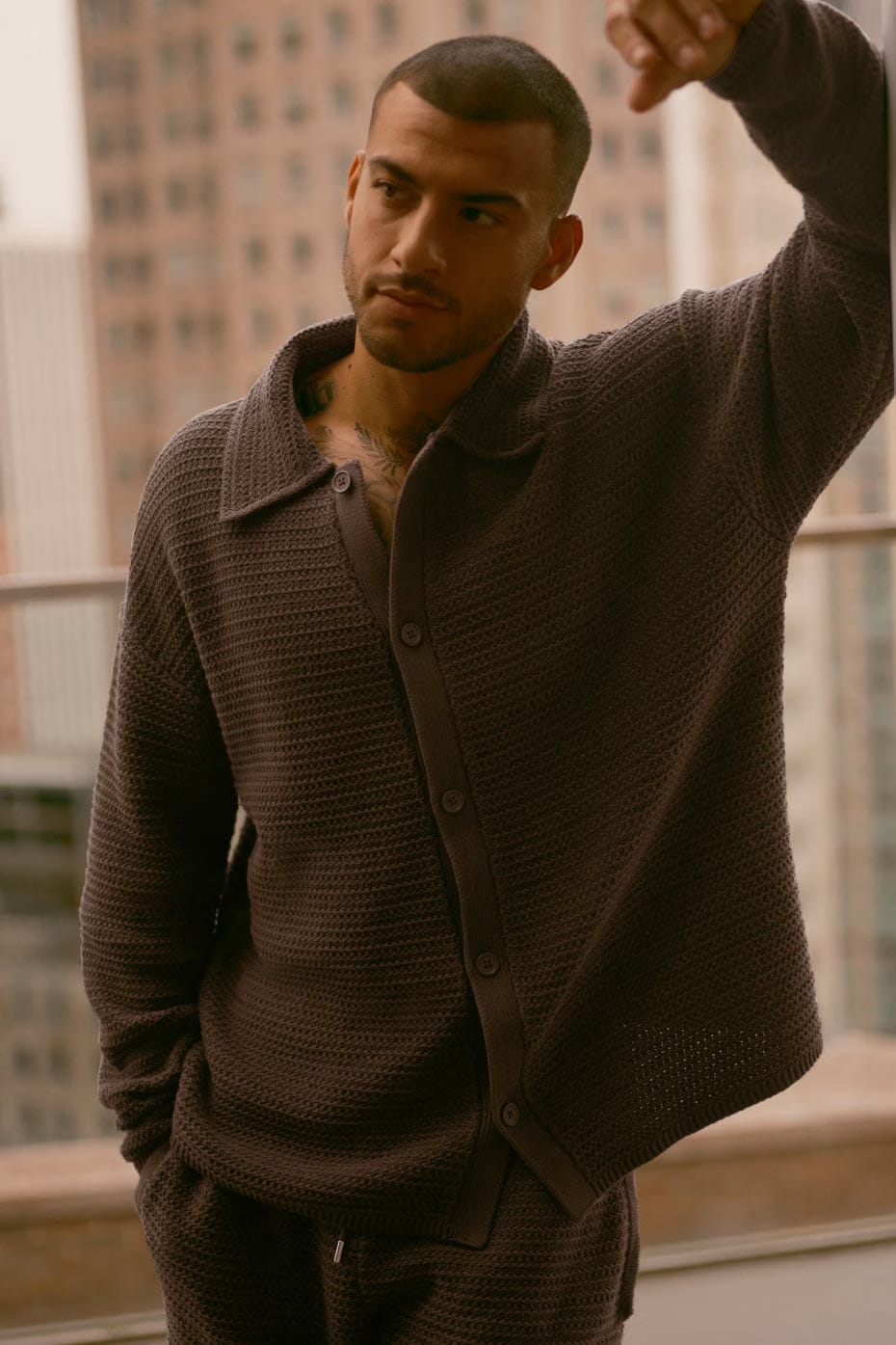 Alo Yoga Shift Knit Button Up Long Sleeve