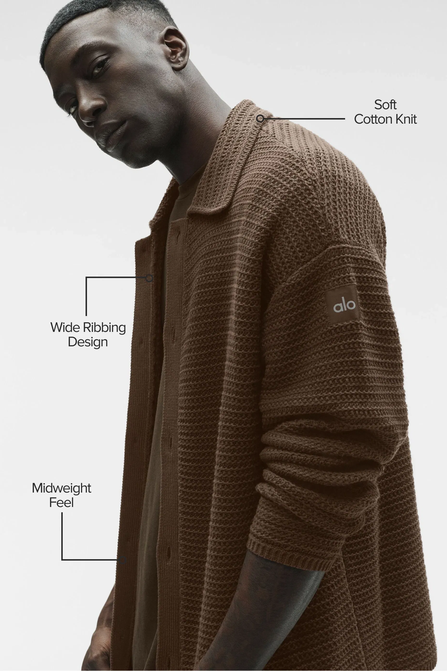Alo Yoga Shift Knit Button Up Long Sleeve