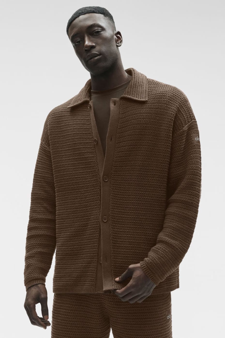 Alo Yoga Shift Knit Button Up Long Sleeve