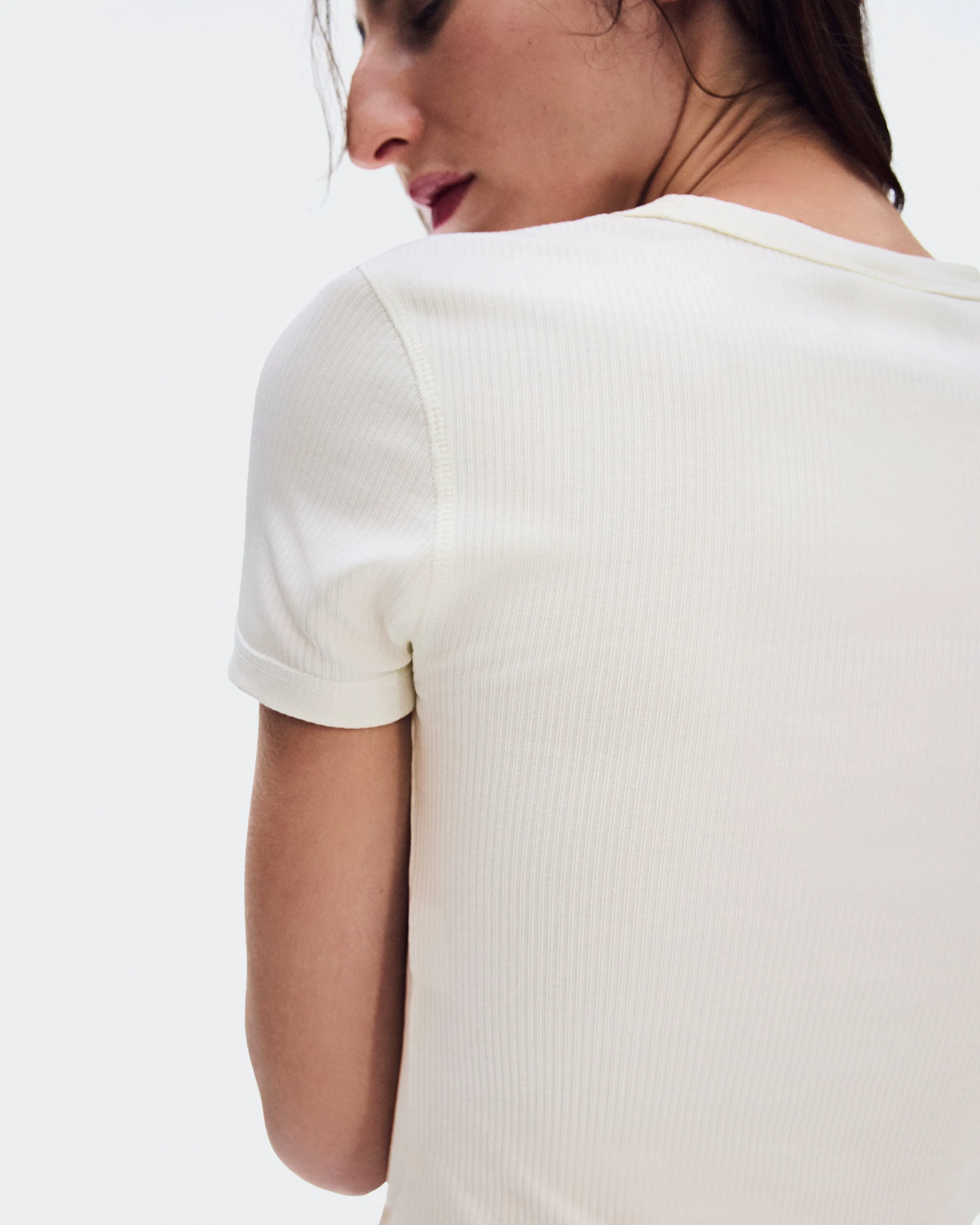 On All-Day Ribbed T-Shirt Ivory (Women'S)