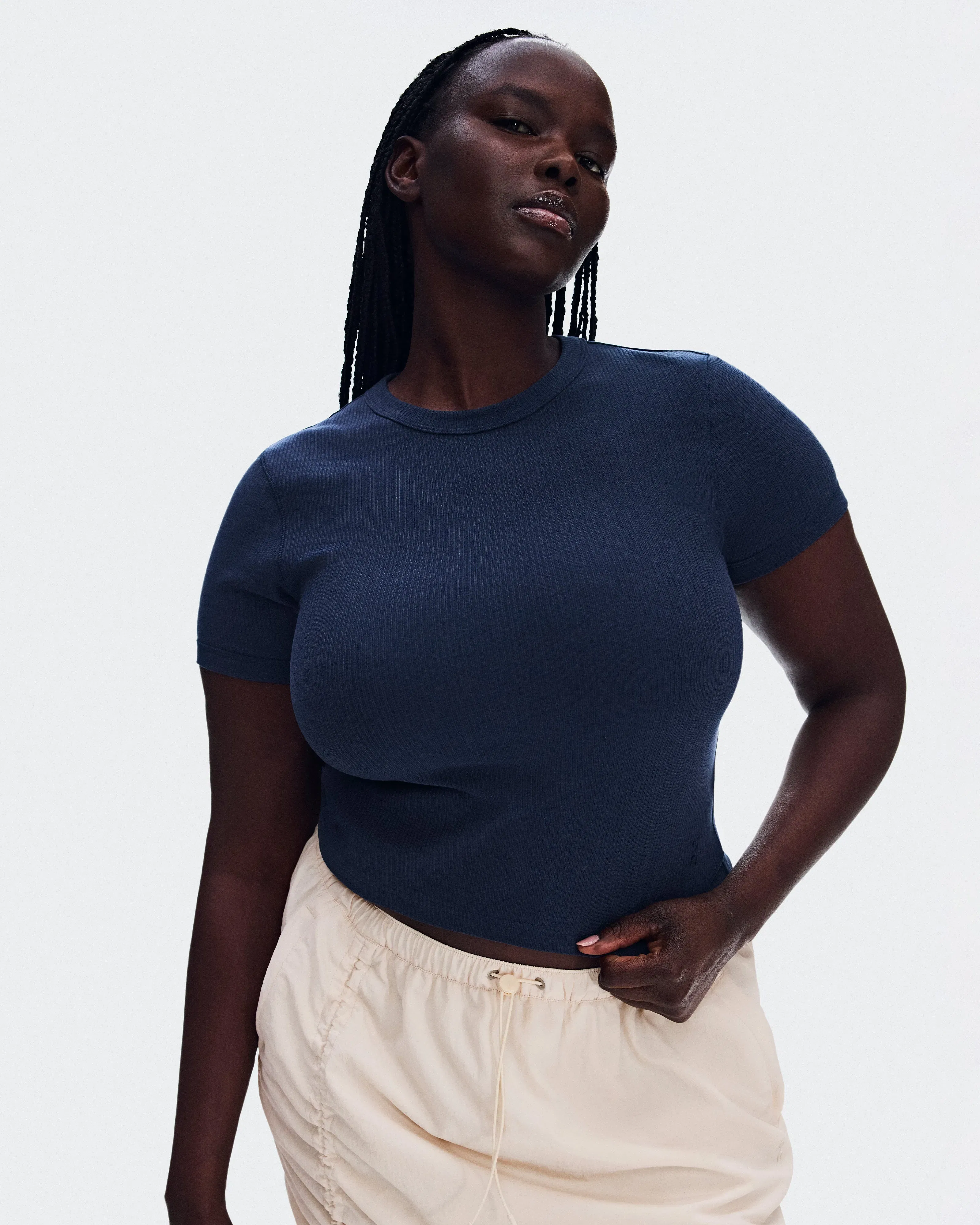 On All-Day Ribbed T-Shirt Midnight (Women'S)
