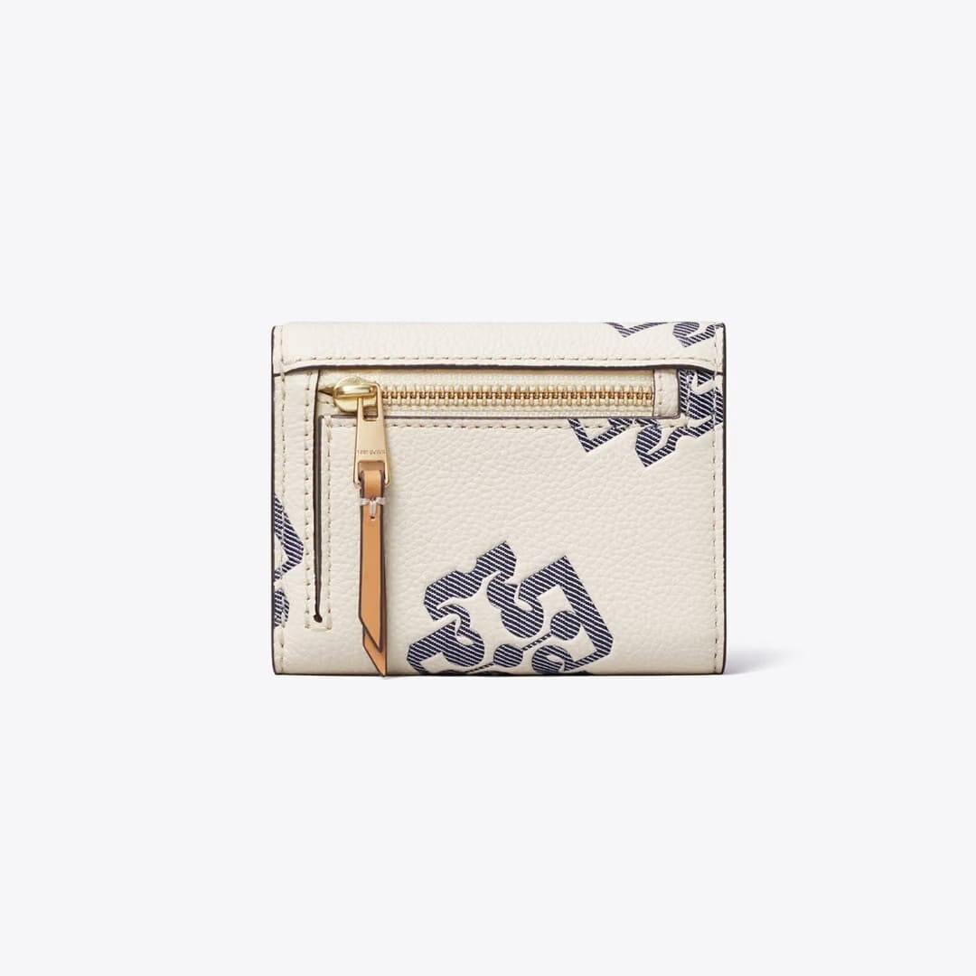 Tory Burch Contrast Embossed Envelope Small Wallet Light Cream / Navy