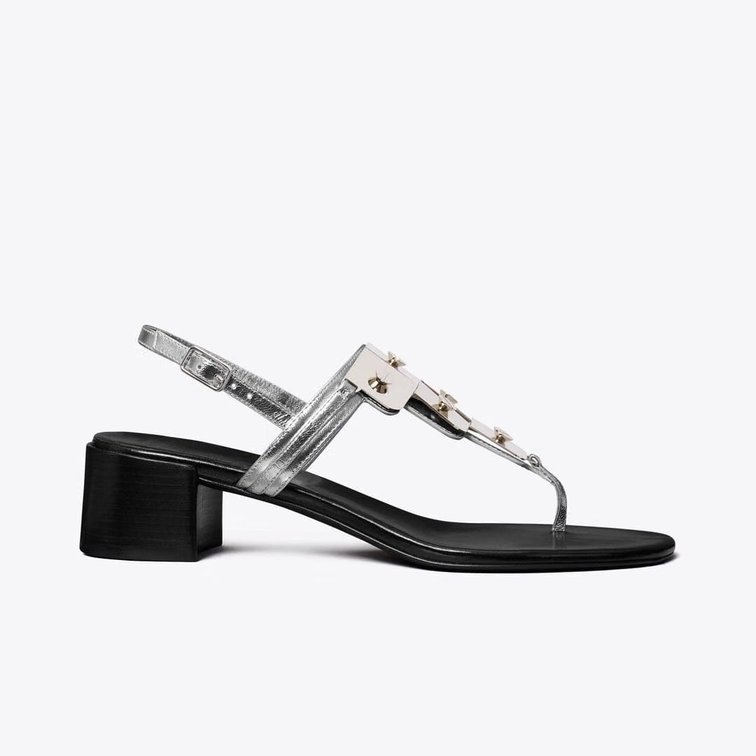 Tory Burch Gladiator Capri Heeled Sandal SILVER