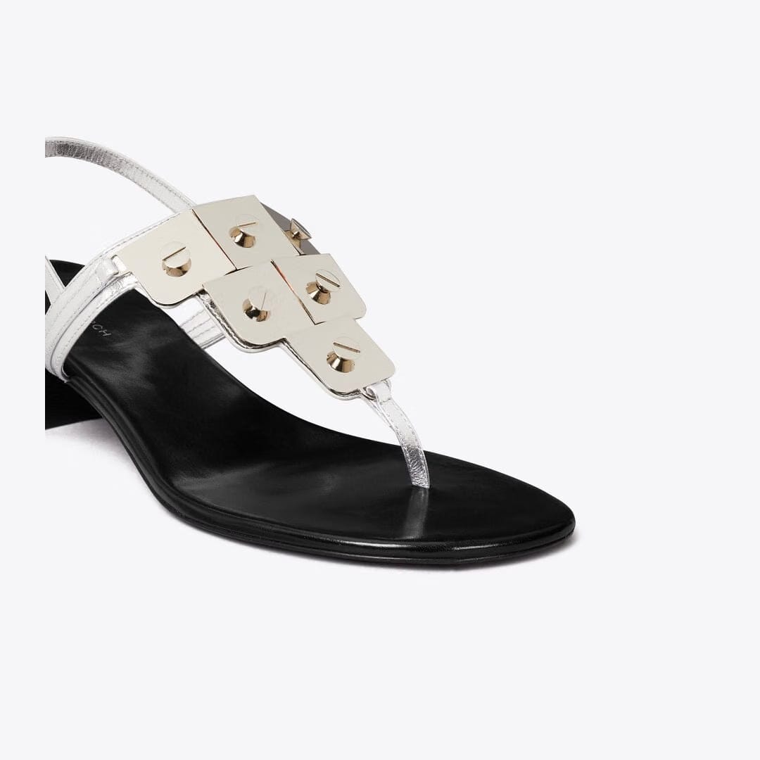 Tory Burch Gladiator Capri Heeled Sandal SILVER
