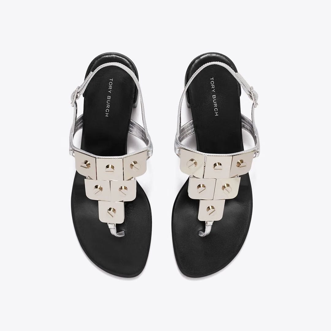 Tory Burch Gladiator Capri Heeled Sandal SILVER