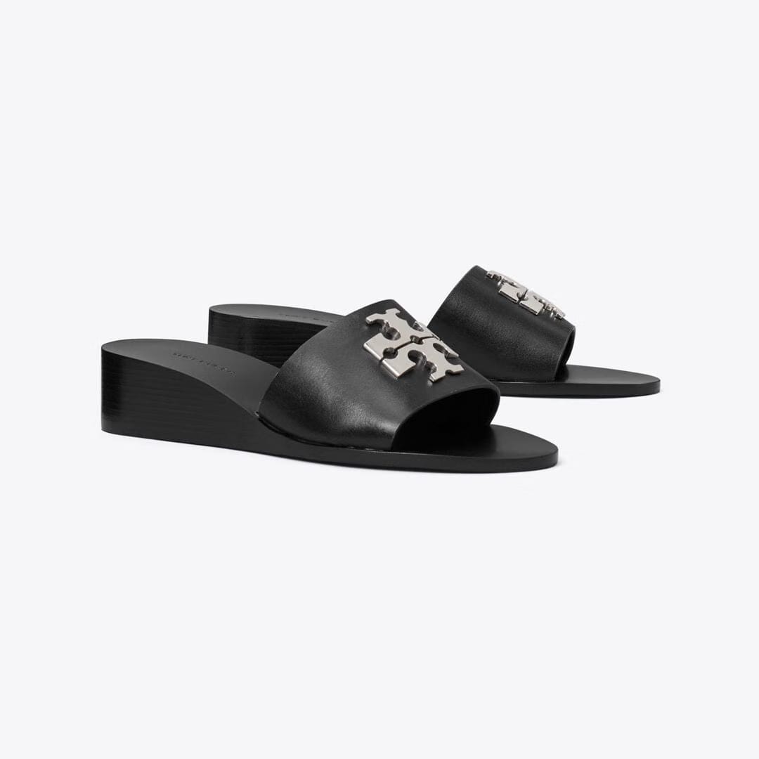 Tory Burch Charlie Cuoio Wedge PERFECT BLACK