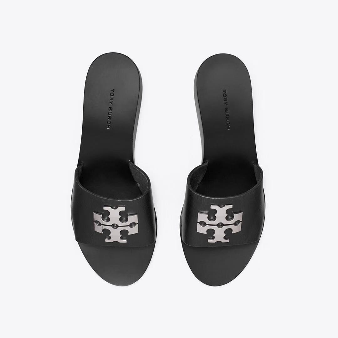 Tory Burch Charlie Cuoio Wedge PERFECT BLACK