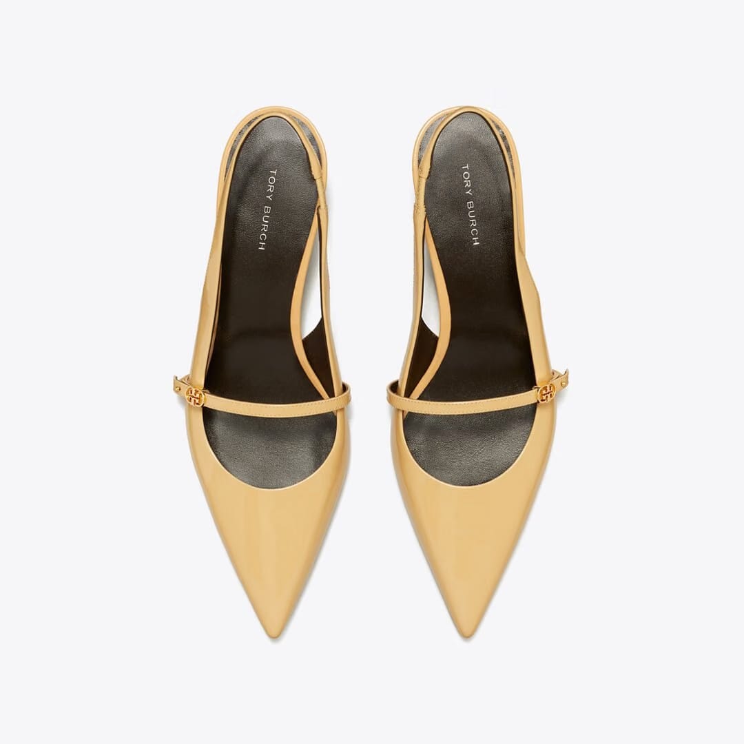 Tory Burch Double T Buckle Mary Jane Slingback BISCOTTI / BISCOTTI