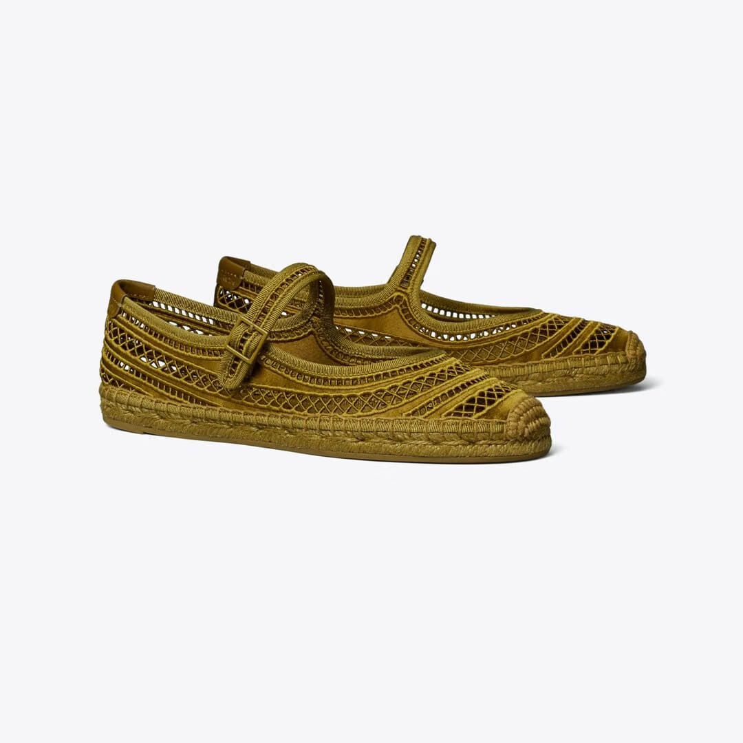 Tory Burch Open Weave Mary Jane Espadrille OLIVE TWIG