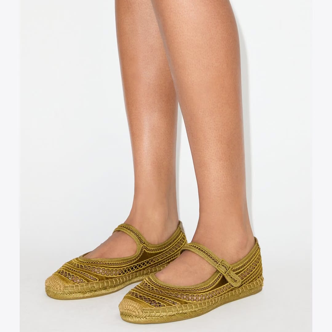 Tory Burch Open Weave Mary Jane Espadrille OLIVE TWIG