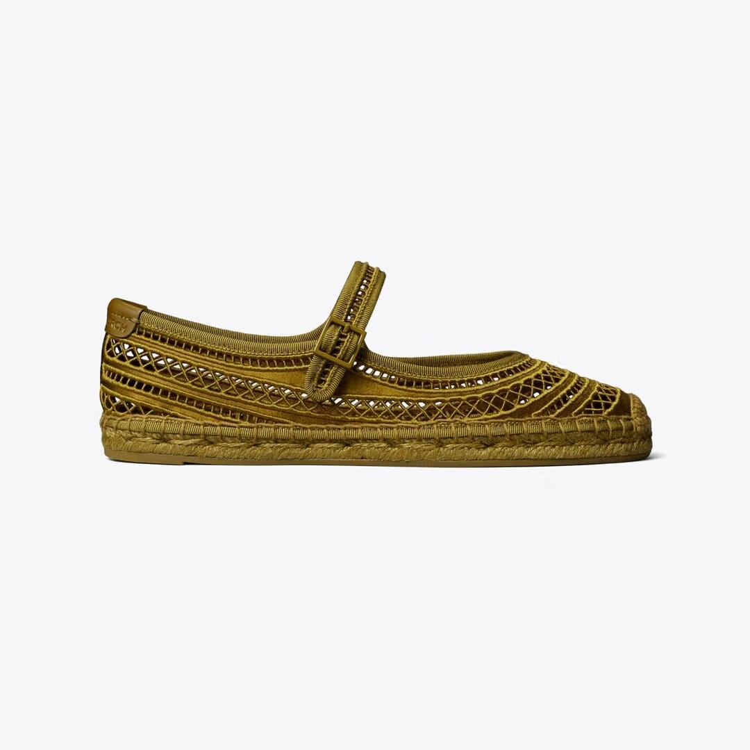 Tory Burch Open Weave Mary Jane Espadrille OLIVE TWIG