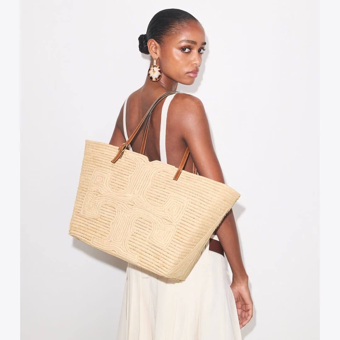 Tory Burch Tory Burch x Doum for Women Large Ella Raffia Tote Natural