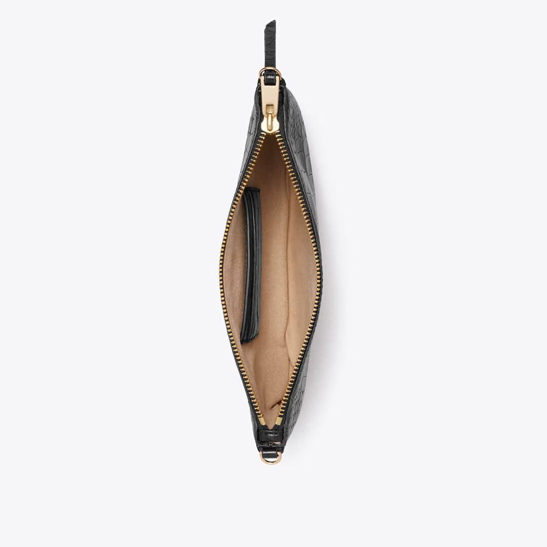 Tory Burch Croc-Embossed Pochette Black