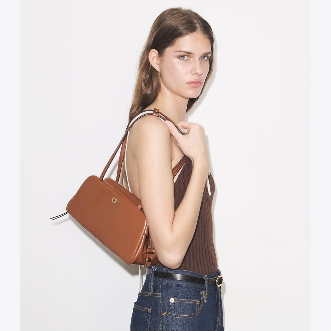 Tory Burch Robinson Satchel Aged Tan