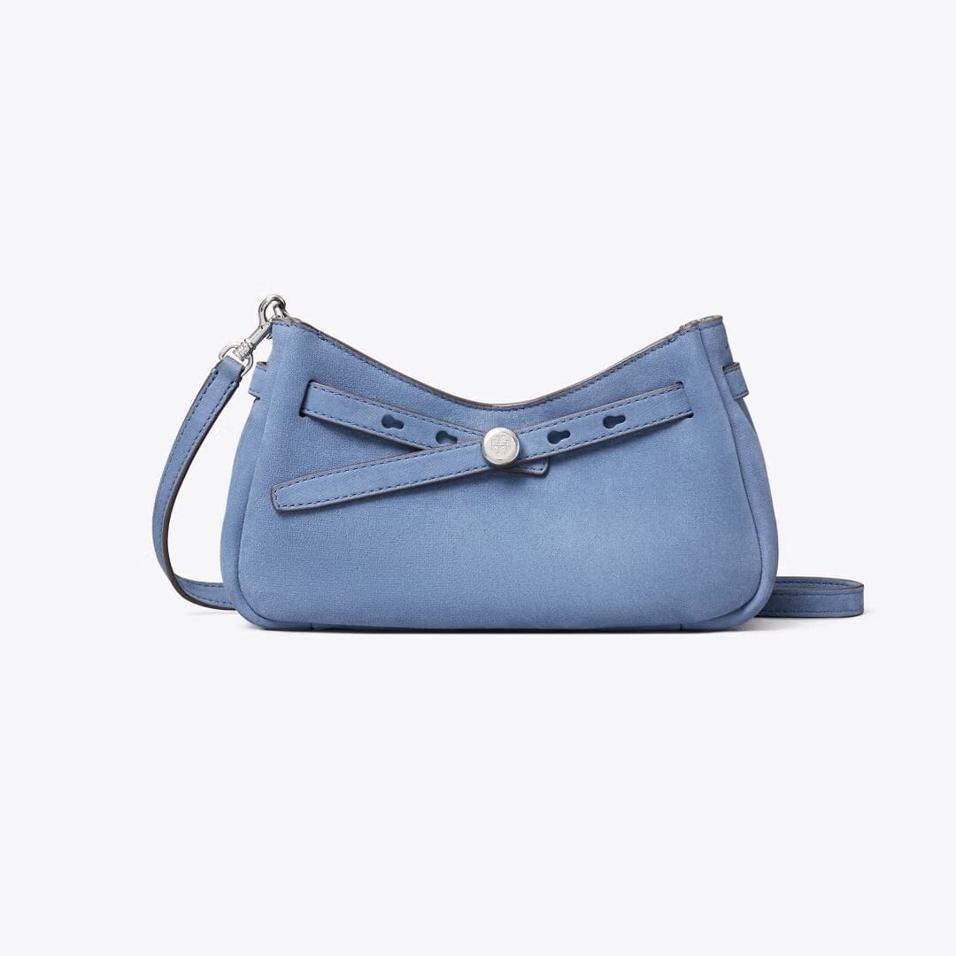 Tory Burch Romy Nubuck Zip-Top Crossbody Bag Soft Blue