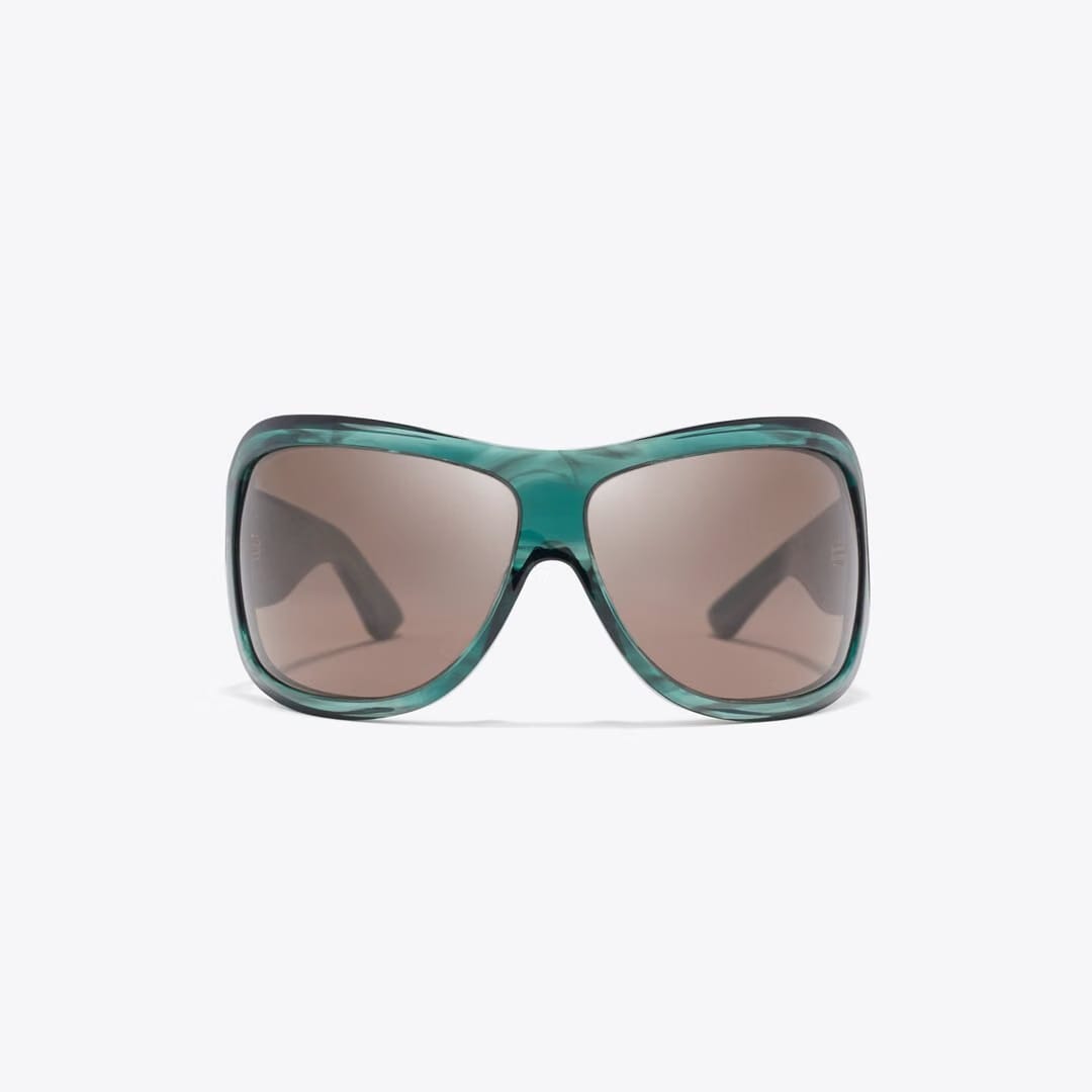 Tory Burch Runway Wrap Sunglasses STRIATED GREEN/BROWN