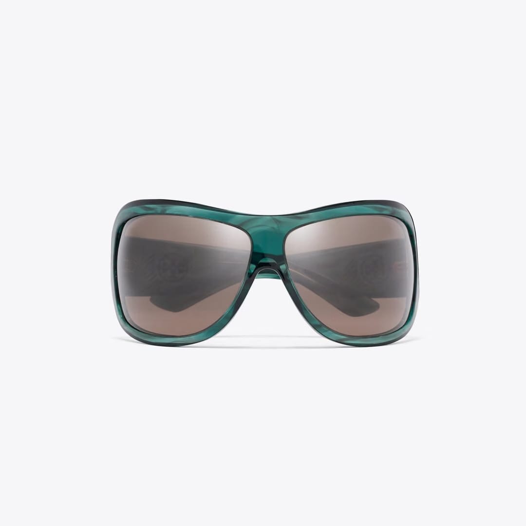 Tory Burch Runway Wrap Sunglasses STRIATED GREEN/BROWN